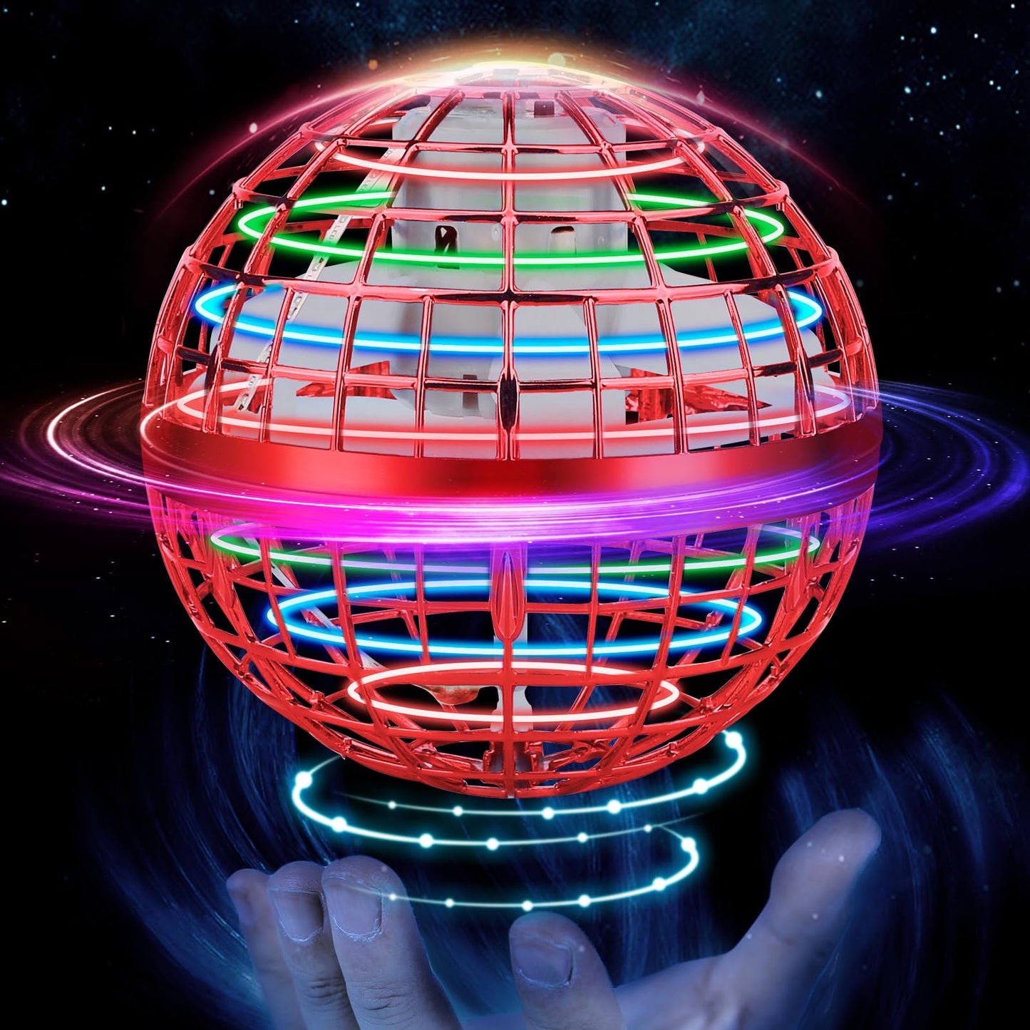 Junywell Flying Orb Ball Toy,Boomerang Ball, Hover Hand Mini Drone Cosmic Globe, Fly Spinners for Kids Adults Indoor Outdoor Toys, Cool LED Lights Toys for 6 7 8 9 10+ Years Old Boys Girls Gift