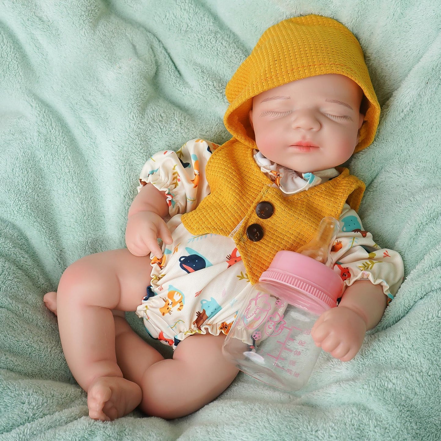 KUICEO Silicone Baby Doll-11.8in Reborn Baby Dolls Silicone Full Body Platinum Silicone[NOT Vinyl] Anatomically Correct Girl Realistic Sleeping Newborn Lifelike Preemie Open Mouth Doll Gift for Kids