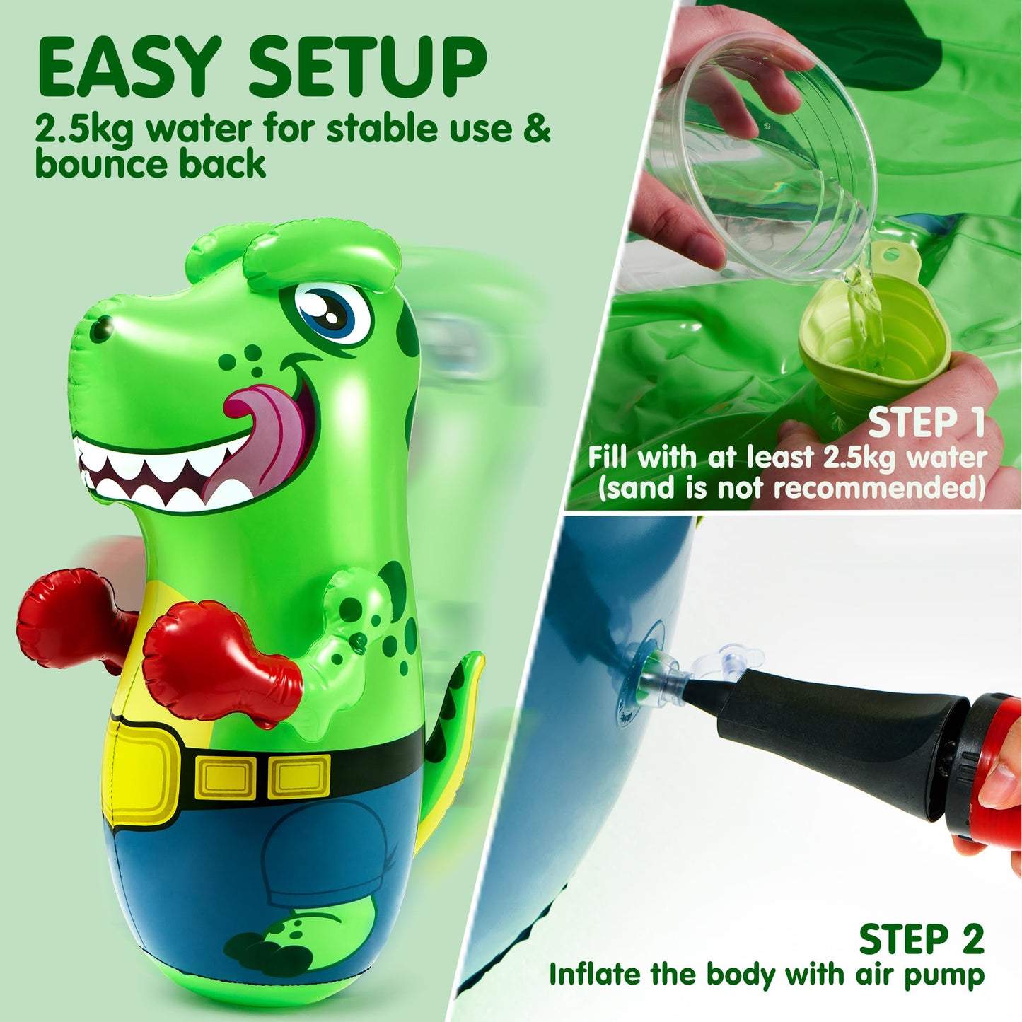 JOYIN Inflatable T.rex Dinosaur Bopper 47 Inches, Bop Bag Inflatable Punching Toy, Kids Punching Bag with Bounce-Back Action