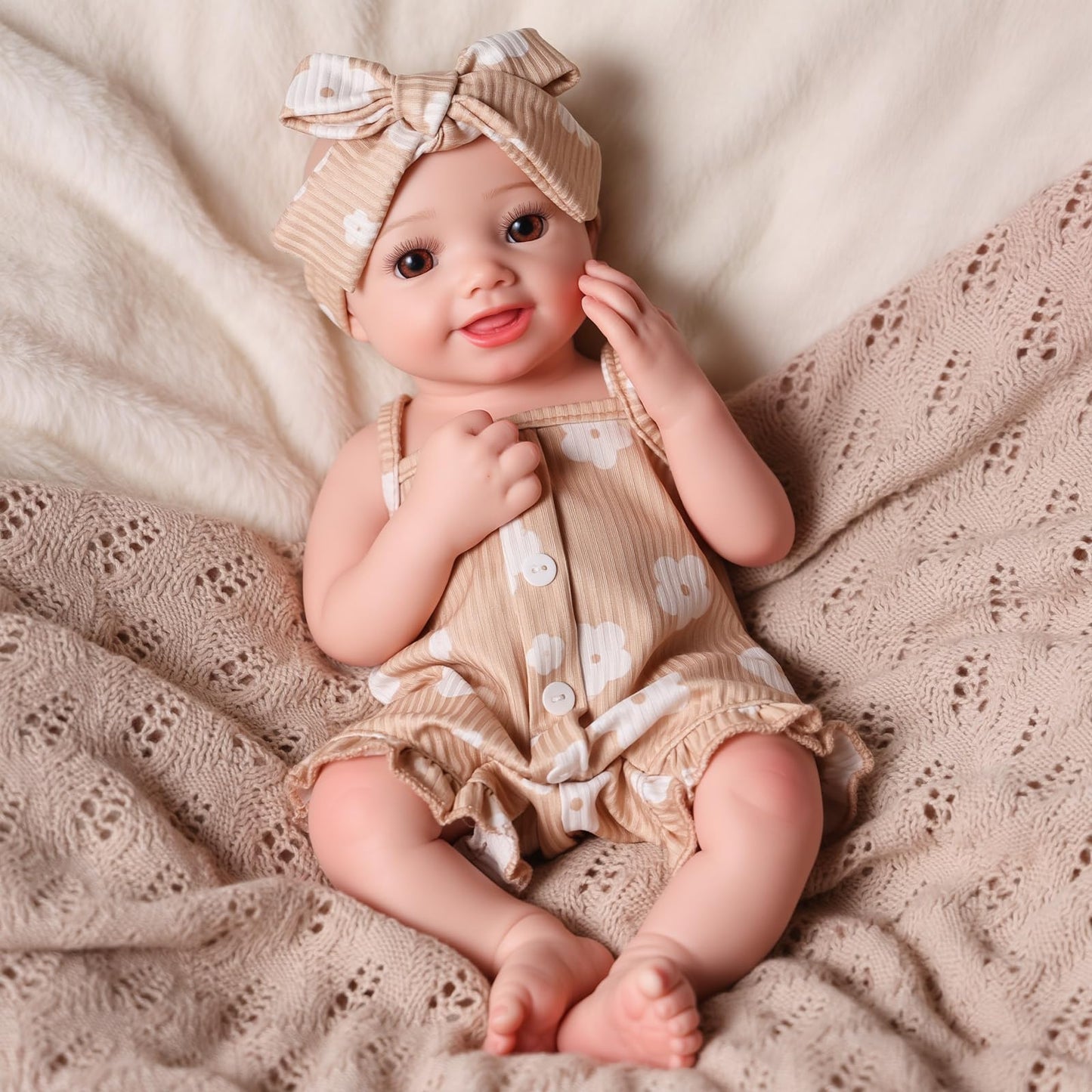 BABESIDE Reborn Baby Dolls Silicone Full Body - 16 Inch Silicone Baby Doll, Realistic Baby Doll Girl with Lifelike Details, Soft Full Body Gift for Girls Ages 3+