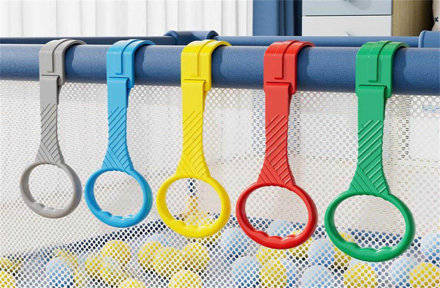 10pcs Walk Assistant Plastic Baby Crib Pull Rings for Baby Cot Hanging Rings for Infant Toddler Practice Tool