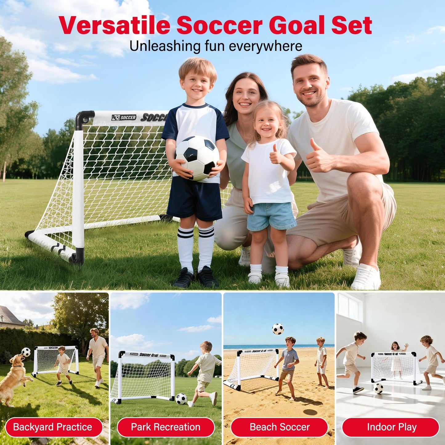 KETIEE Kids Soccer Goals for Backyard: 35" x 23" Mini Foldable Football Goals Set, Portable Kids Soccer Goal with Carry Bag & Soccer Ball for Garden Outdoor Indoor, Soccer Toy for Boys Girls Ages 3+