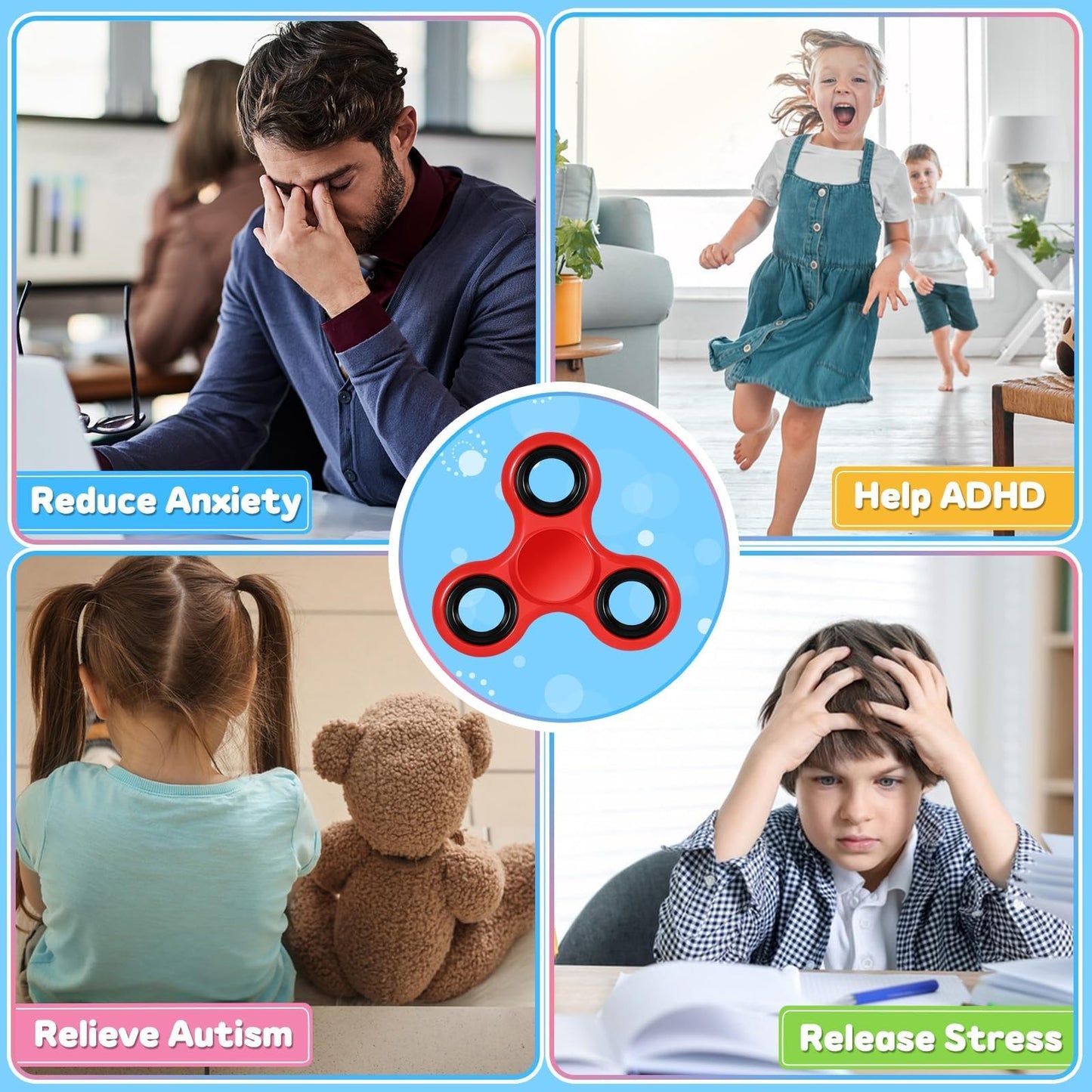 Gigilli 24 Pack Fidget Spinners Bulk for Kids Adults, Fidgets Bulk Fidget Toys for Kids Classroom Prizes Sensory Fidget Toys, Gifts Party Favors for Kids 4-8-12, Fidgets for ADHD