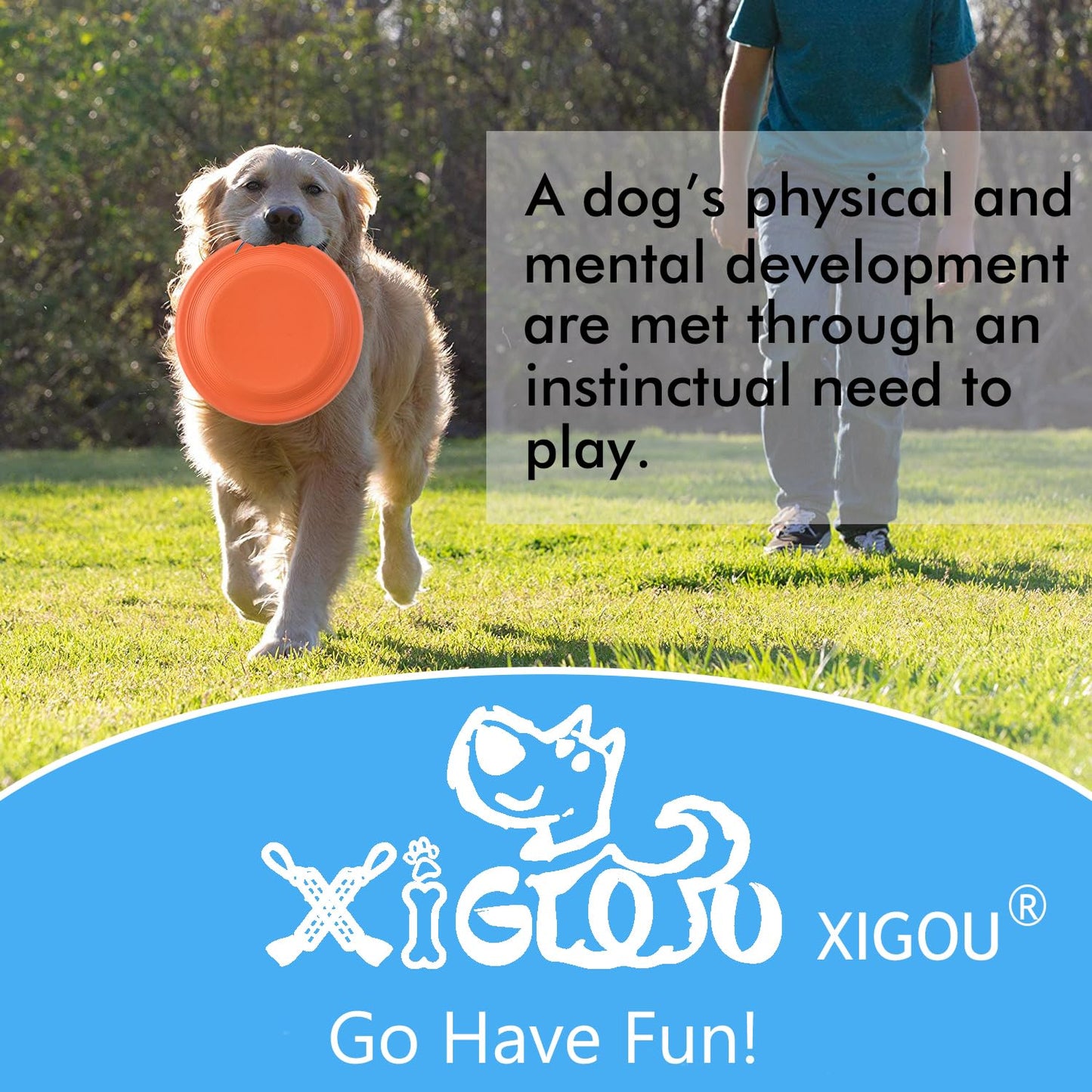 XIGOU Dog Flying Disc (2 Pack) - Durable Rubber Flying Disc Dog Toy - 9.25" Indestructible Rubber Dog Fetch Toy - Puncture Resistant & Bite Resistant Extremely - for Medium Large Dogs