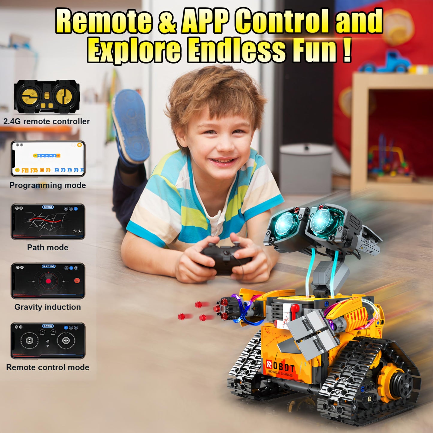 Yerloa 673PCS Robot Toys 5 in 1 Robotics Building Set for Kids Age 8-12, App & Remote Control STEM Toys with LED Lights, Science Kit Birthday Gift for Boys Girls 6 7 8 9 10 11 12 13 14 Year Old