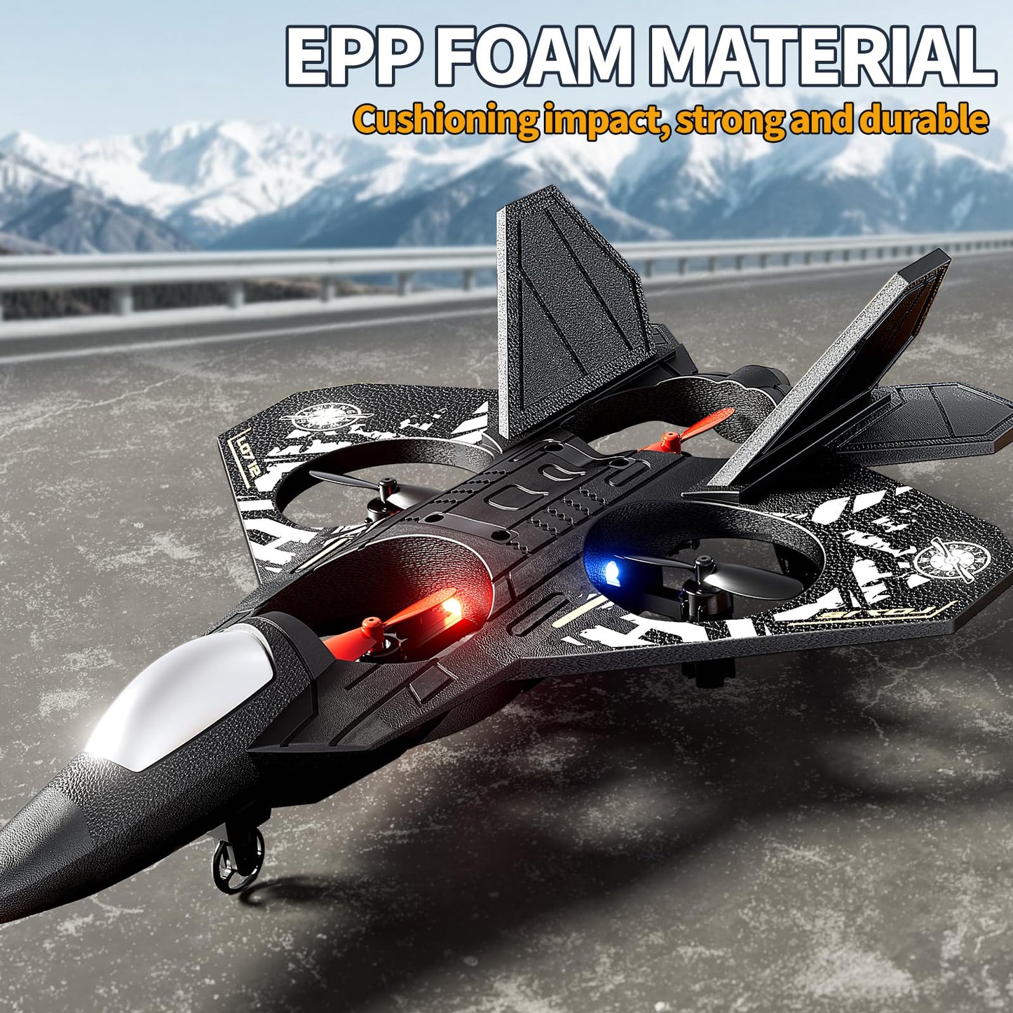 NIPLOOOW Foam Remote Control Airplanes Rc Planes for Kids 4-8, Remote Control Planes Fighter Jet with Light, 360° Flip Fighter Jet Toy, Gravity Sensing, Stunt Roll, Gifts for 6 7 8 10 12 Year Old Boys