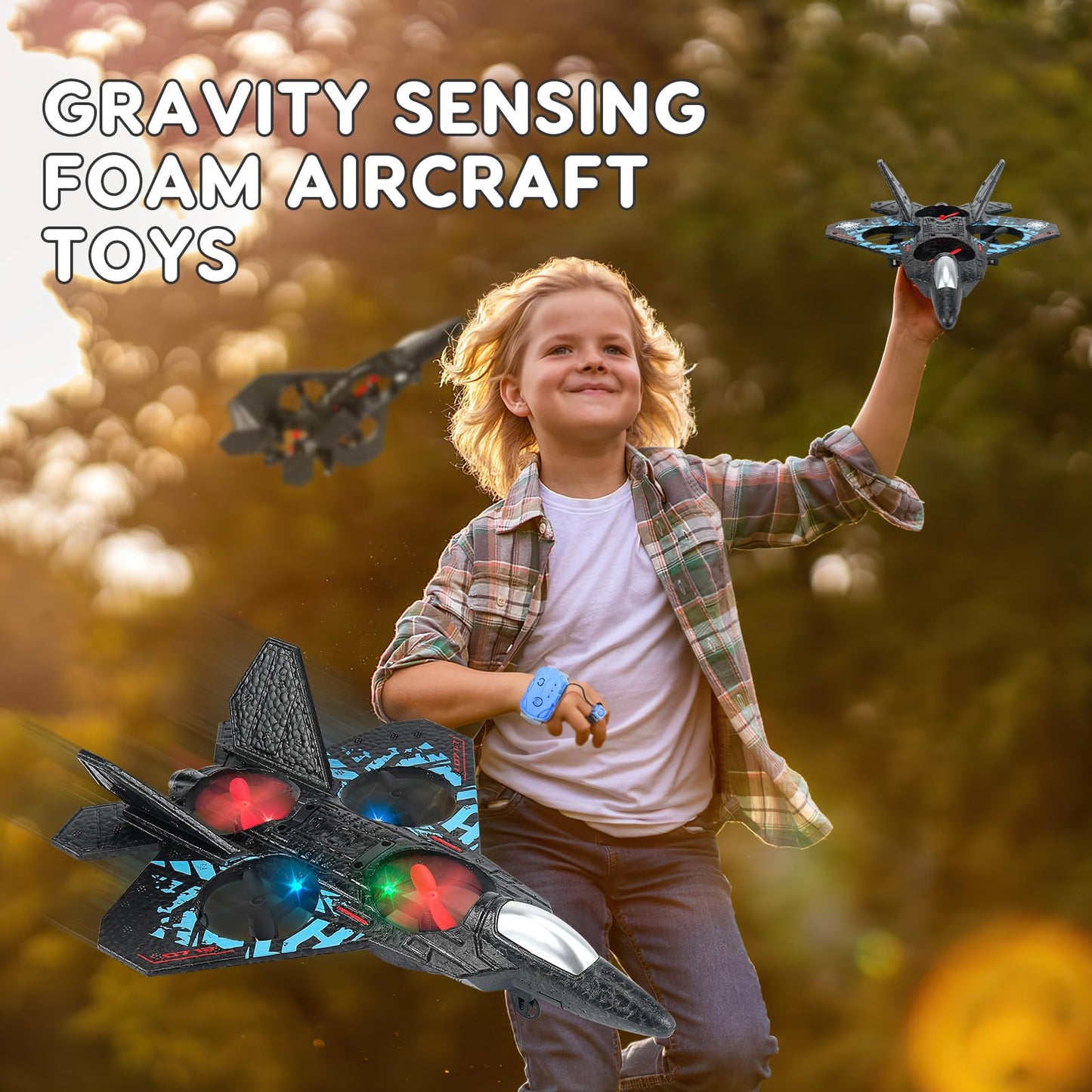 RC Plane Remote Control Airplane Toy 2025 New Remote Control Plane Fighter Jet 2-Way Remote Control Methods (Normal+Watch), 360° Flip Fighter Jet Toy, Gravity Sensing, Stunt Roll, Gifts for Kids Boys