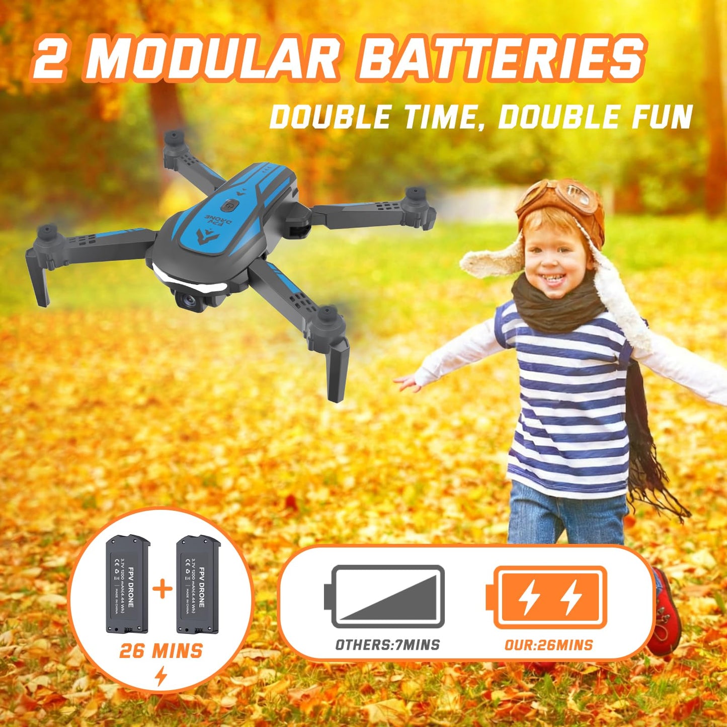 Drone with Camera for Kids Adults, Mini Foldable FPV Drones Remote Control Helicopter, RC Quadcopter with 1080P Live Video Camera, Gestures Selfie, One Key Start,2 Batteries, Toys/Gifts for Boys Girls