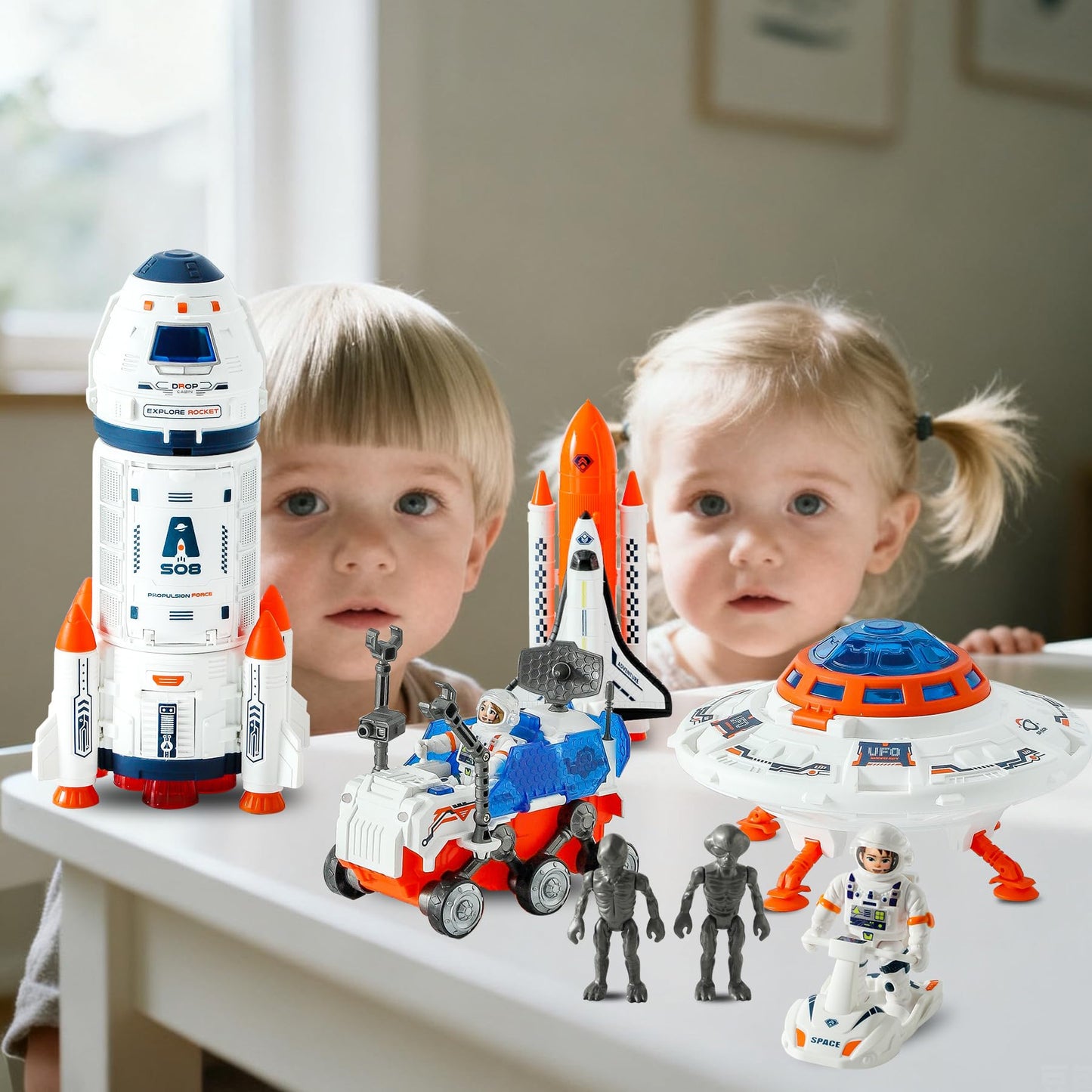 Wbzle Rockets for Kids,Best Toys for 3 Year Old Boys & 6-8 Years Old, Educational Toys for Kids Space Exploration with Rocket Launcher