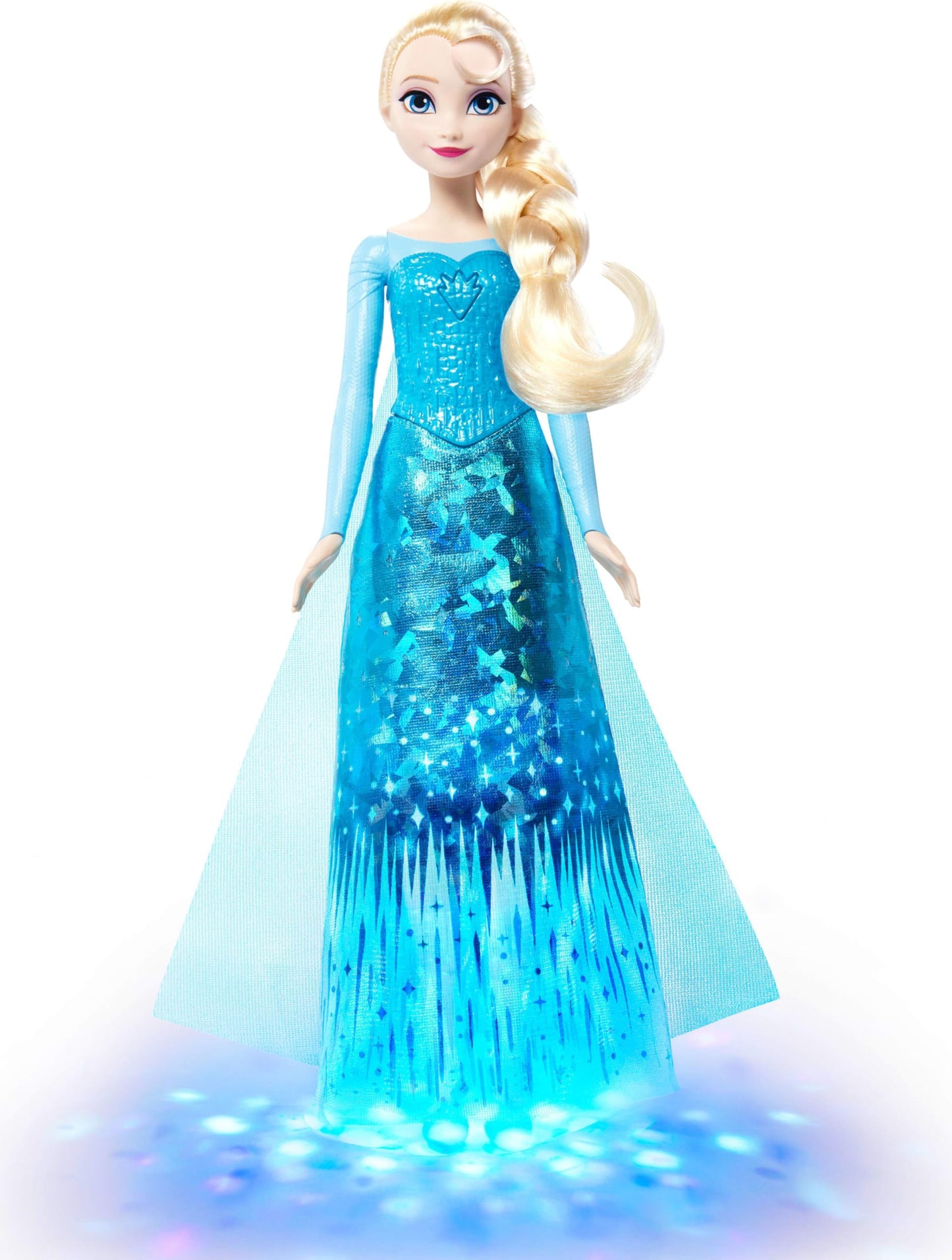 Mattel Disney Frozen Singing Elsa Doll with Lights & Music, Sings “Let It Go” from Movie, Posable with Sparkling Signature Outfit & Removable Shoes