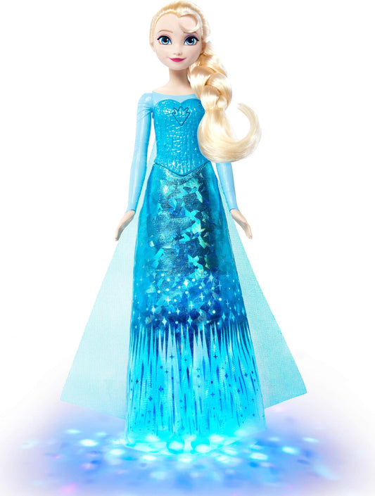 Mattel Disney Frozen Singing Elsa Doll with Lights & Music, Sings “Let It Go” from Movie, Posable with Sparkling Signature Outfit & Removable Shoes