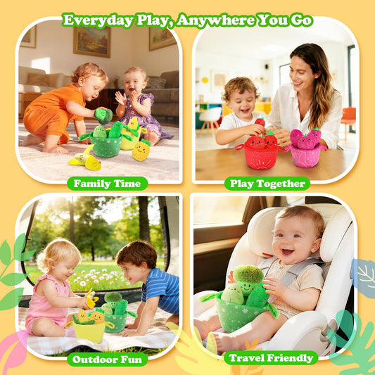 SAIMAND Baby Toys 6–12 Months, 16PCS My First Fruit Vegetable Sensory Toys for Babies Infants, Color Sorting Play Food with Crinkle & Rattle, Montessori Toys for 1 Year Old Toddlers Boys Girls