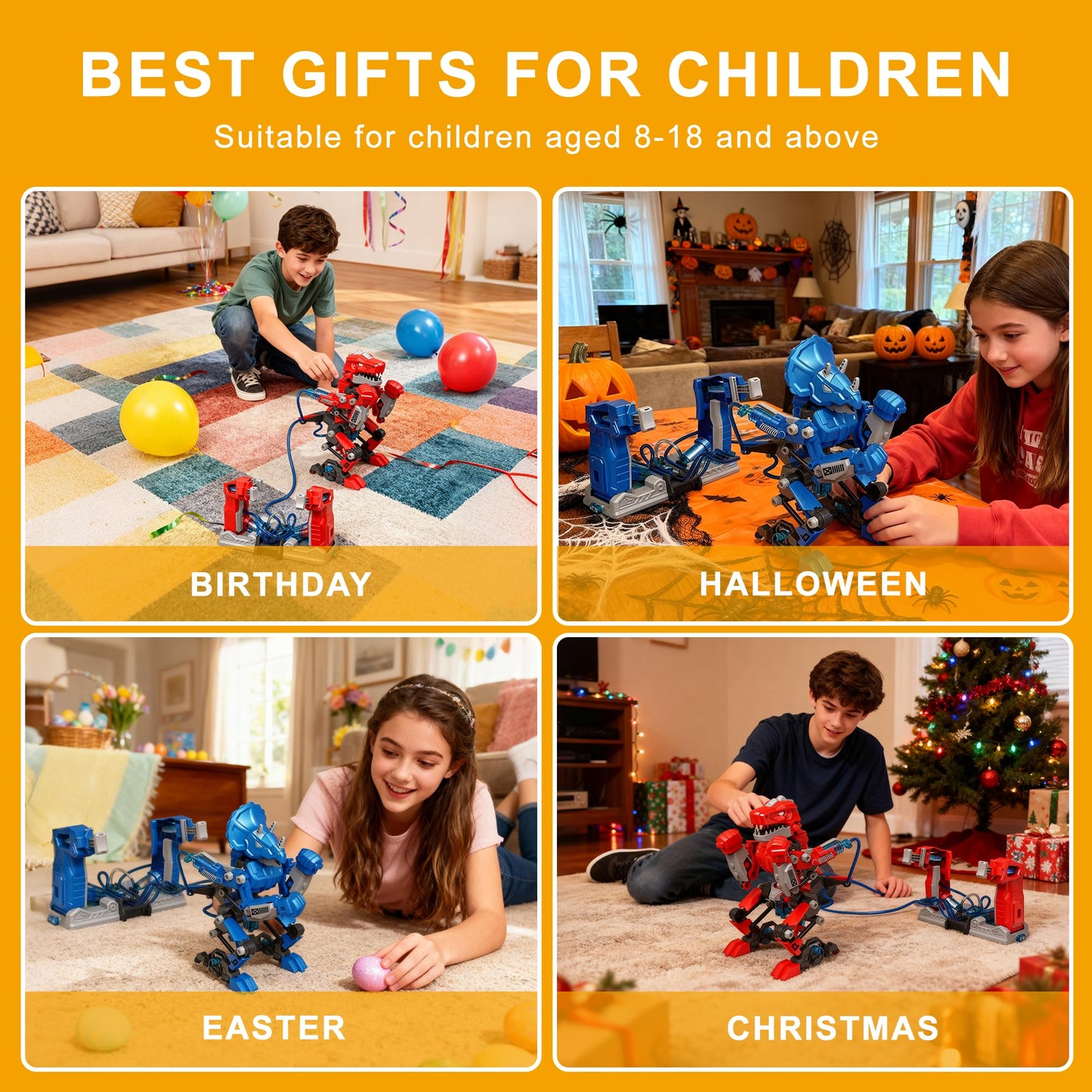 RiteHold Hydraulic Boxing Bots STEM Robot Building Kit, 2 Hydraulic Powered Battle Fighting Robots, Educational Birthday Gift for 8-12 Year Old Boys & Girls
