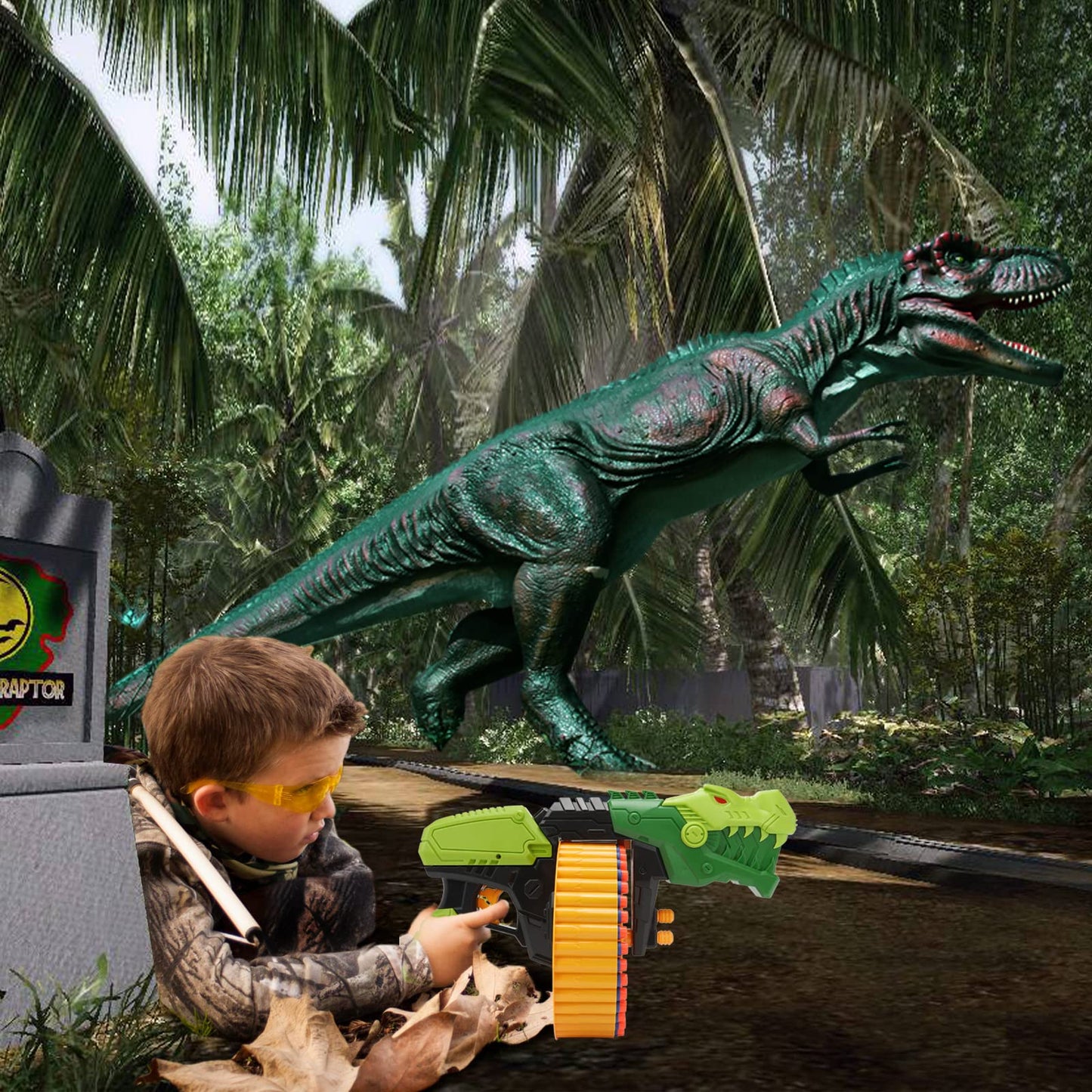 Toy Gun Toy Foam Blasters with 120 Foam Bullets, 40-Dart Rotating Drum, Foam Dart Gun Shooting Game for Indoor Outdoor Activity, Dinosaur Toys Birthday Xmas Gifts for Kids, Teens, Adults 6+