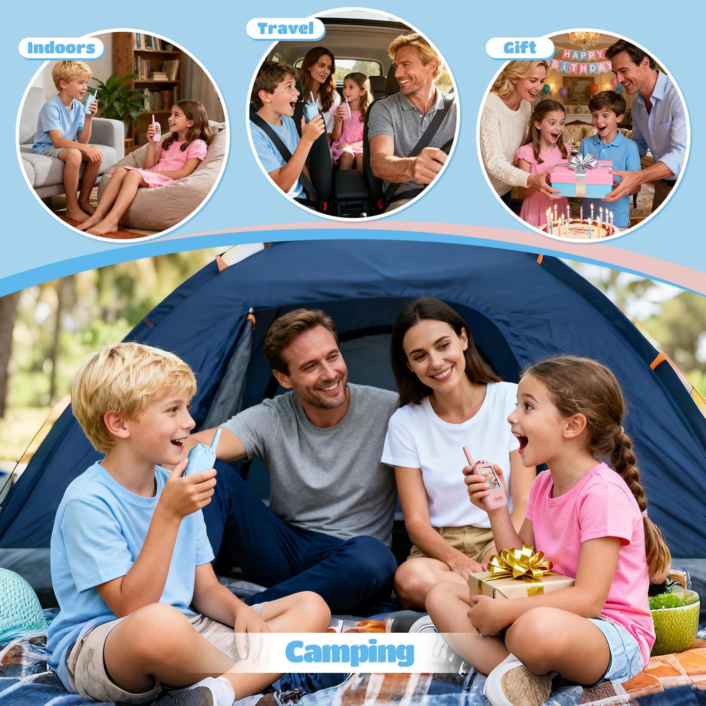 Video Walkie Talkies for Kids – Kids Walkie Talkies 2 Pack with Voice Changer, 1000 Feet Range, Fun Toys for Indoor Play, Camping, Hiking, Travel – Birthday for Boys and Girls Ages 3-10