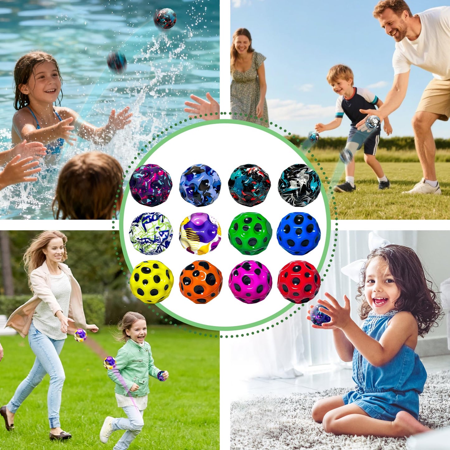 THWJLKK 12 Pack Moon Bouncy Balls Super High Jumping Extreme Bouncing Ball, Super High Bouncing Ball, Children's Sensory Ball, Athlete Training