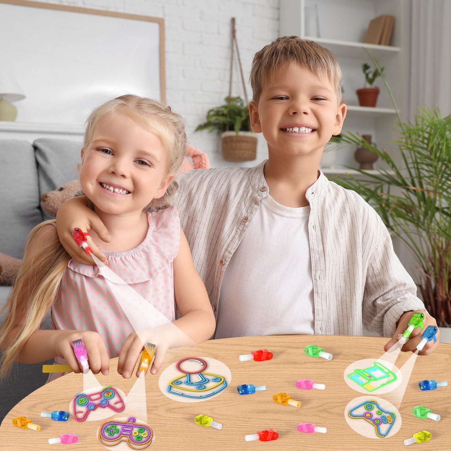 36Pcs Video Game Party Favors Game LED Finger Lights Glow in the Dark Light Up Finger Lights Toys Bulk for Games Birthday Decorations Supplies Kids' Goodie Bags Back to School Party Classroom Prizes