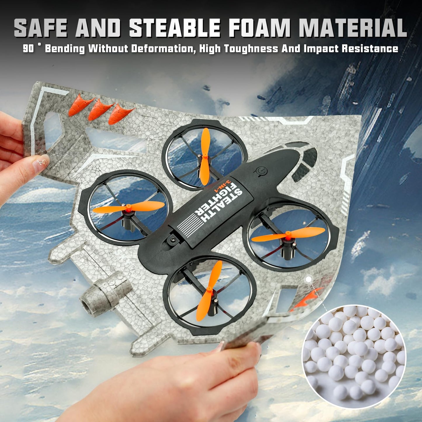 A ALPHA 3-in-1 RC Jet Plane, Remote Control Airplane – Air, Land & Water RC Airplane Fighter Jet Drone Toy for Kids & Adults