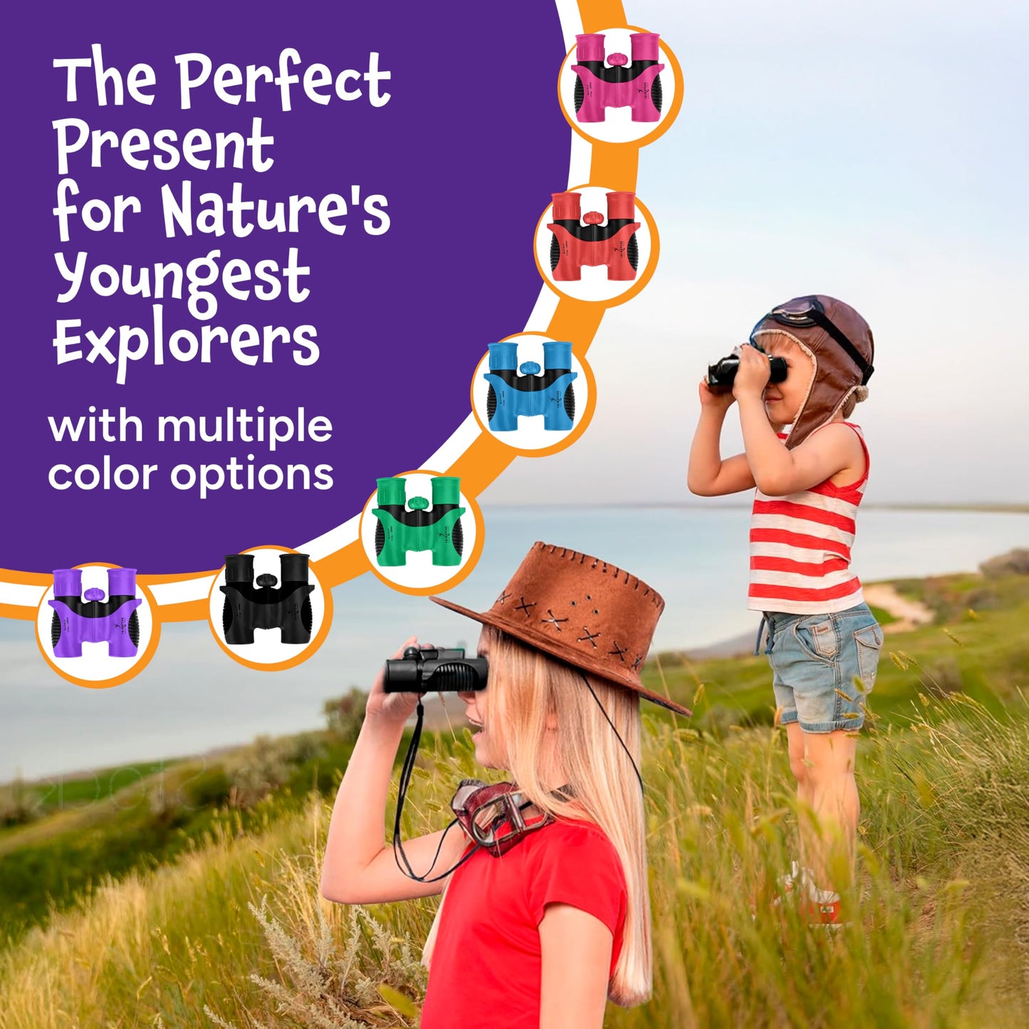 Think Peak Green Binoculars Science Toy for Kids Ages 3-12 Years - Real Compact Outdoor Adventure & STEM Educational Nature Hiking Explorer for Bird Watching, Camping Children’s Birthday Gift