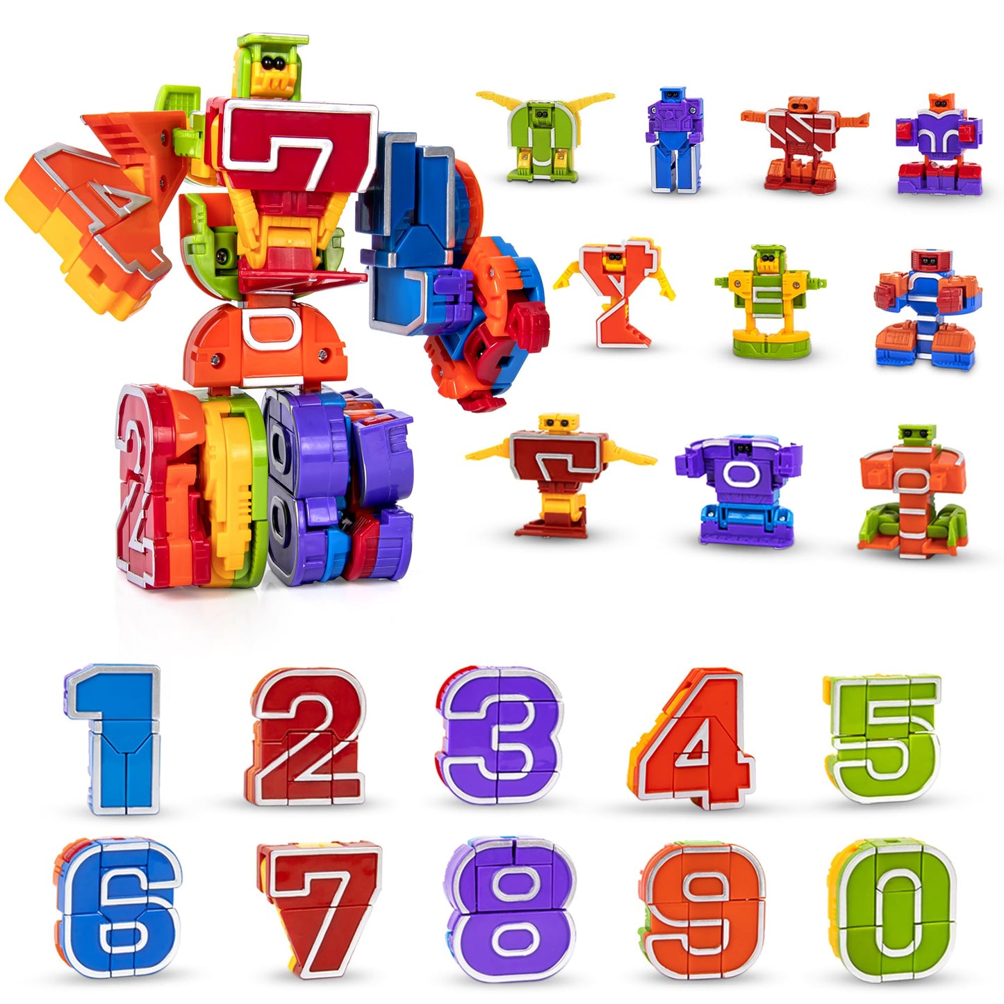 Lydaz 10 Pcs Number Robots Toys for Kids, STEM Educational Learning Action Figure Toys, Number Blocks Bots, Action Figures Toy, Preschool Math Toy, Birthday Gifts for Boys Girls 3 4 5 6 Years Old