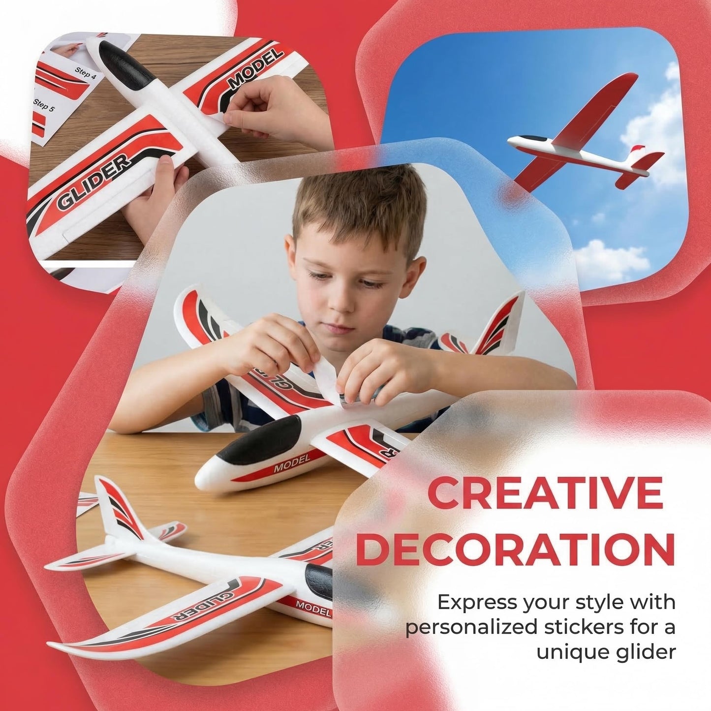 BESPORTBLE 2 Pack Kids Foam Airplane Toys 39 Inch Hand Throw Glider Planes for Outdoor Play and Hand-Eye Coordination
