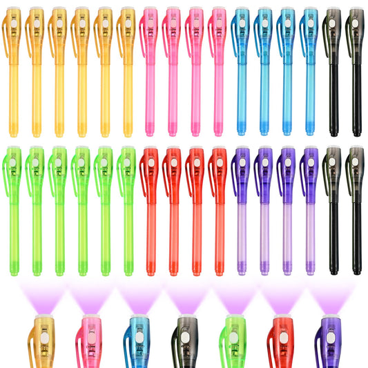 Goldge 32PCS Invisible Ink Pens with UV Light for Kids, Party Favors,Spy Pen for Secret Message, Escape Room, Perfect for Birthdays, Easter, Valentine’s Gifts for Kids, Christmas & Stocking Stuffers