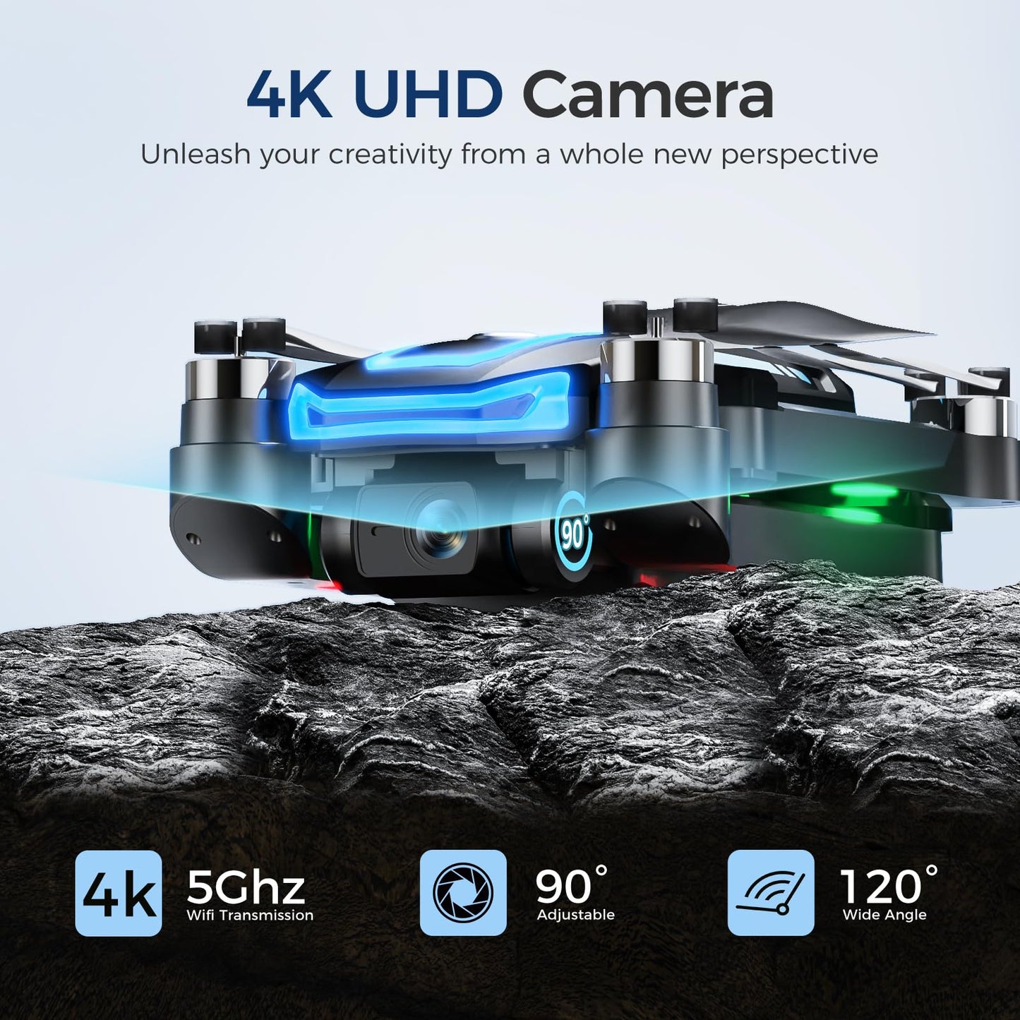 GPS Drone with 4K HD Camera for Adults,4.5 inch HD Screen on Remote Controller,FPV RC Drones with Auto Return, Follow Me and Lightweight,2 PCS Batteries for Long Flight Time,Easy Fly Quadcopter for Beginners,Under 250g