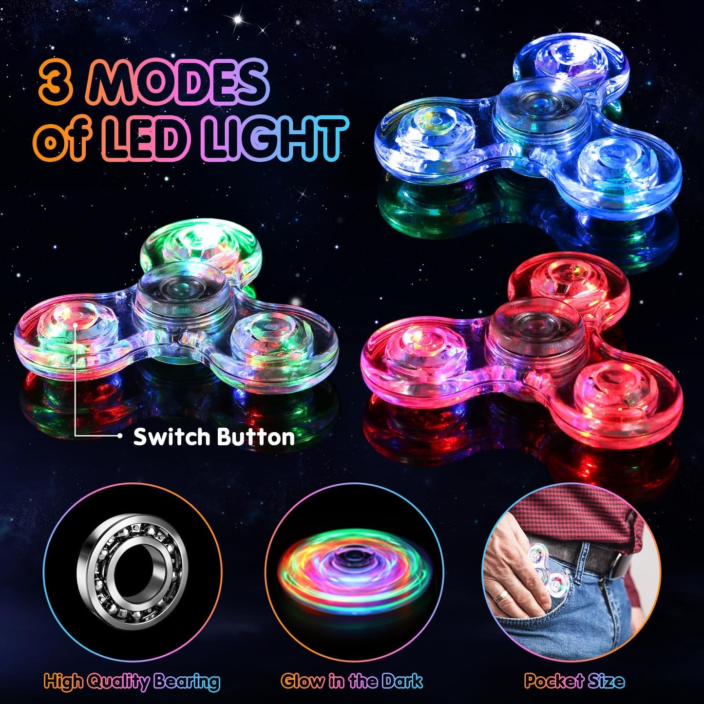 Gigilli 8 Pack Fidget Spinners for Kids 4-8-12, Goodie Bag Stuffers LED Light up Party Favors Fidget Toys Bulk for Kids Adults, Glow in the Dark Fidgets for Classroom Prizes