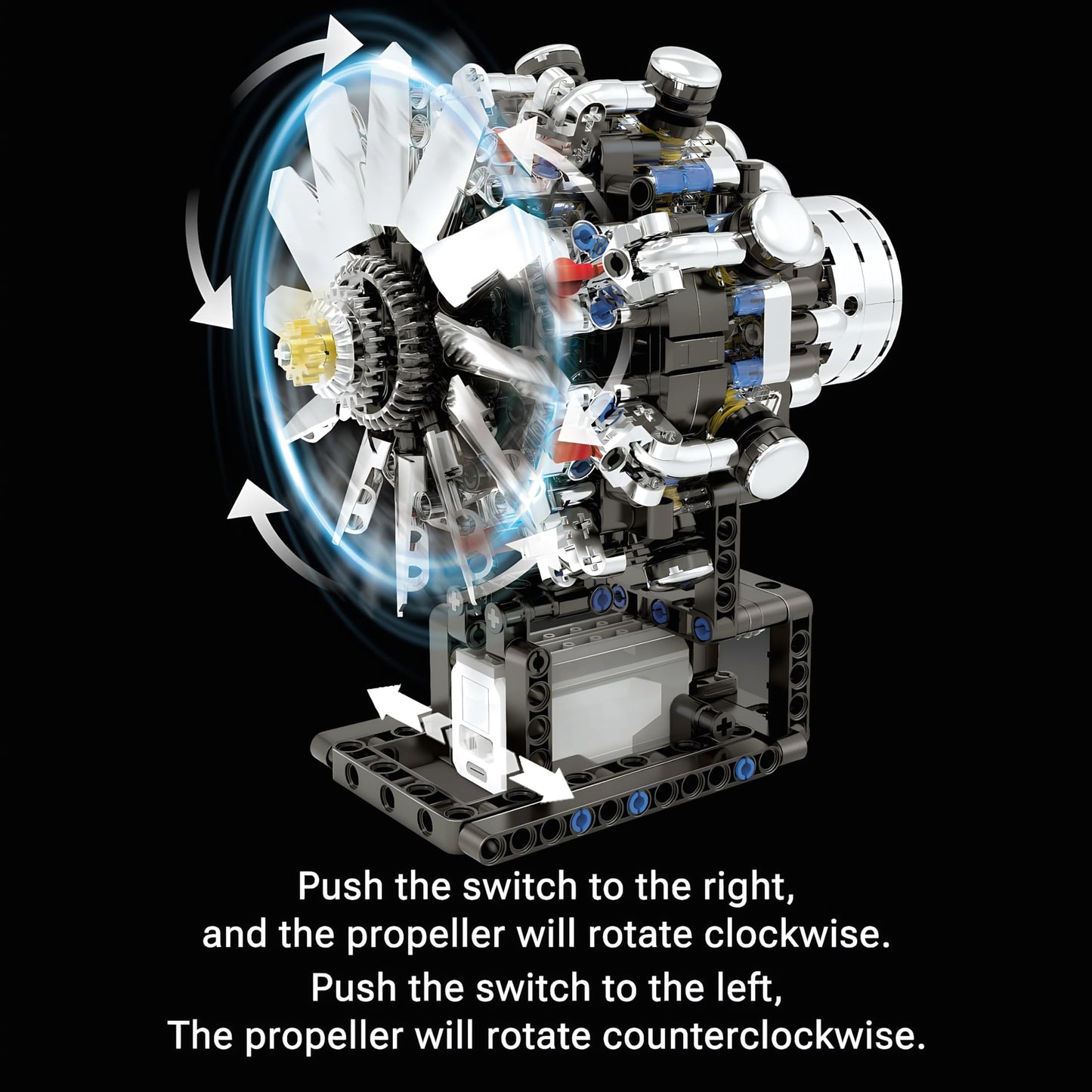 V8 Engine Model Kit That Runs on Electricity - 558-Piece Mini Turbofan Jet Engine Kit with Rechargeable Electric Motor Realistic Continuous Blade Rotation STEM Airplane Toy for Adults & Kids Ages 14+