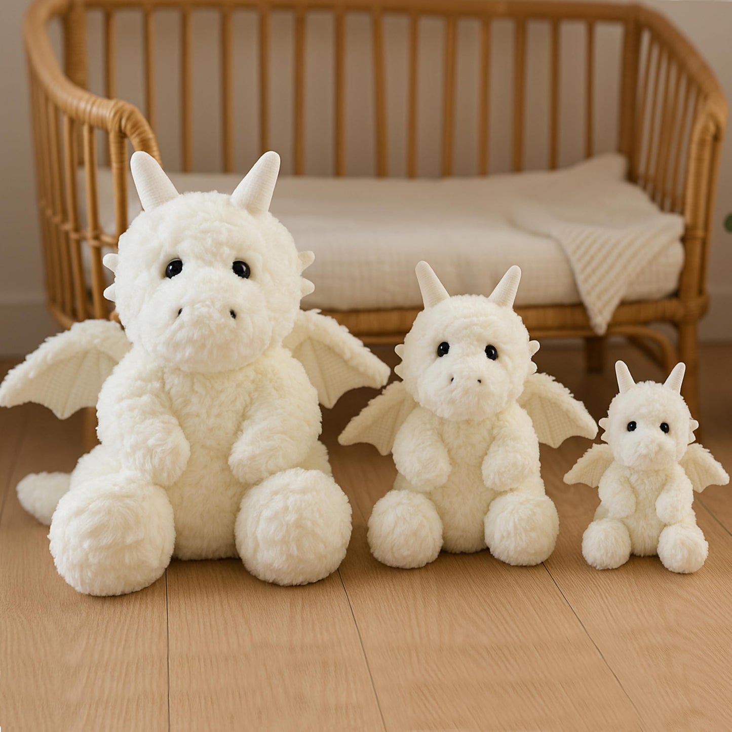 Soft Little Flying Dinosaur Stuffed Plush Pillow, Adorable White Dragon Plush Toy and Birthday Present for Kids, Adults and Collectors(White/11.8in)