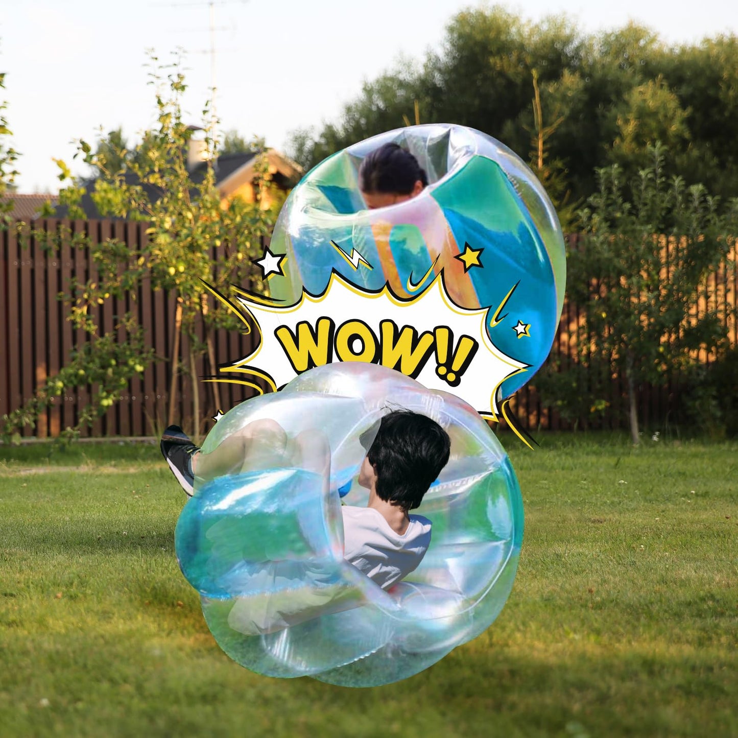 Inflatable Bumper Balls for Adults Human Hamster Balls for Adults Inflatable Lawn Game Ball 0.3mm Ultra-Thick PVC Toys Body Bumpers Ball Full Body for Outdoor Team Gaming Play (1PC (4FT Blue+White))