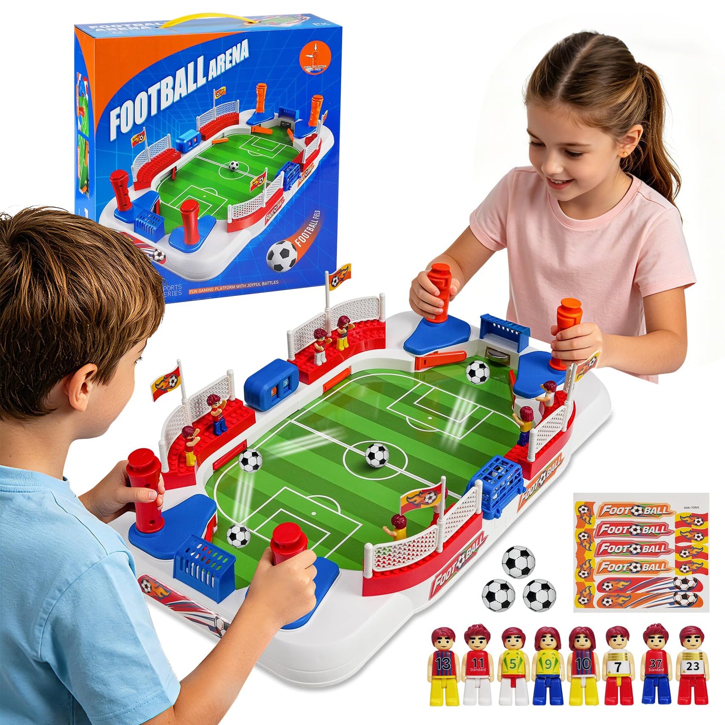 ODRIEW Mini Foosball Table Game for Kids, Portable Soccer Board Game with Scoreboard, Tabletop Indoor Football Sports Toy for 3 4 5 6 7 8-12 Year Old Boys Girls, Family Party Christmas Birthday Gift