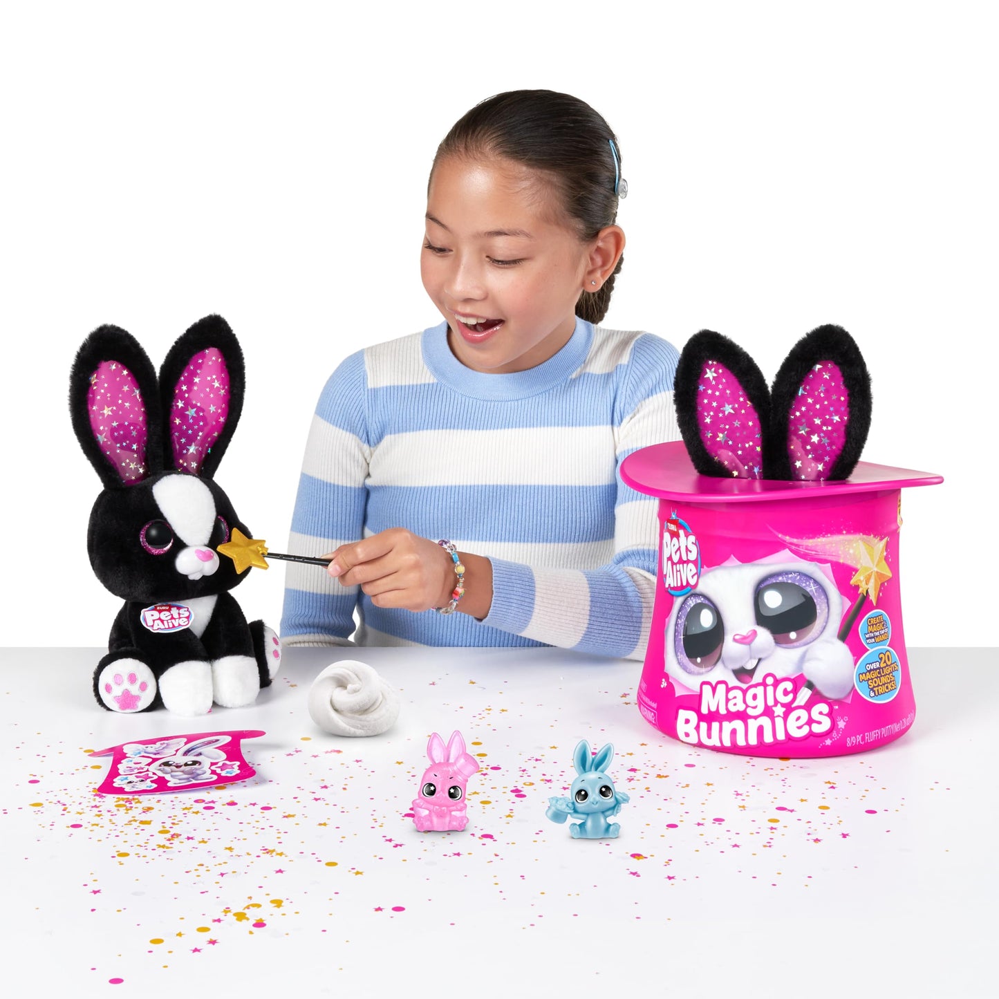Pets Alive Magic Bunnies (Sootie) by ZURU Electronic Plush Unboxing Surprise Interactive Magic Toy