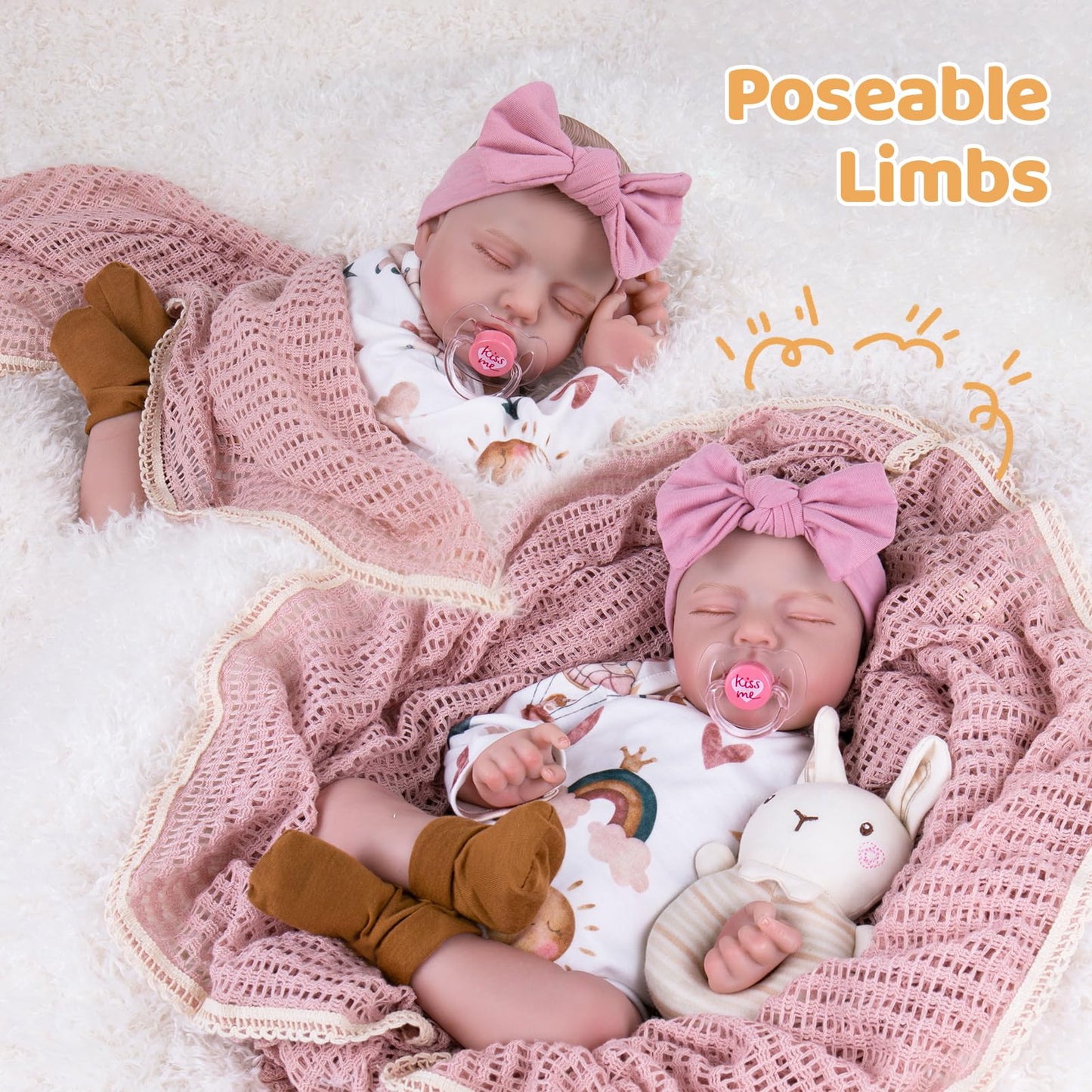 Aori Lifelike Reborn Baby Dolls Real Life Realistic Baby Dolls 20 '' Sleeping Newborn Baby Girl with Rainbow Doll Clothes for Girls 3+