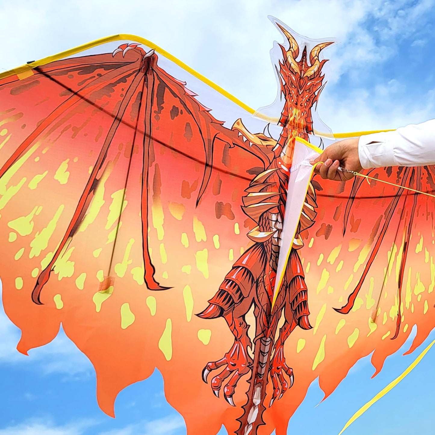 Mint's Colorful Life Dragon Kite for Kids & Adults, Easy to Fly Kites for Beginners,Large Single Line Kite for Beach Trip with 300ft Kites String(Red Fiery)