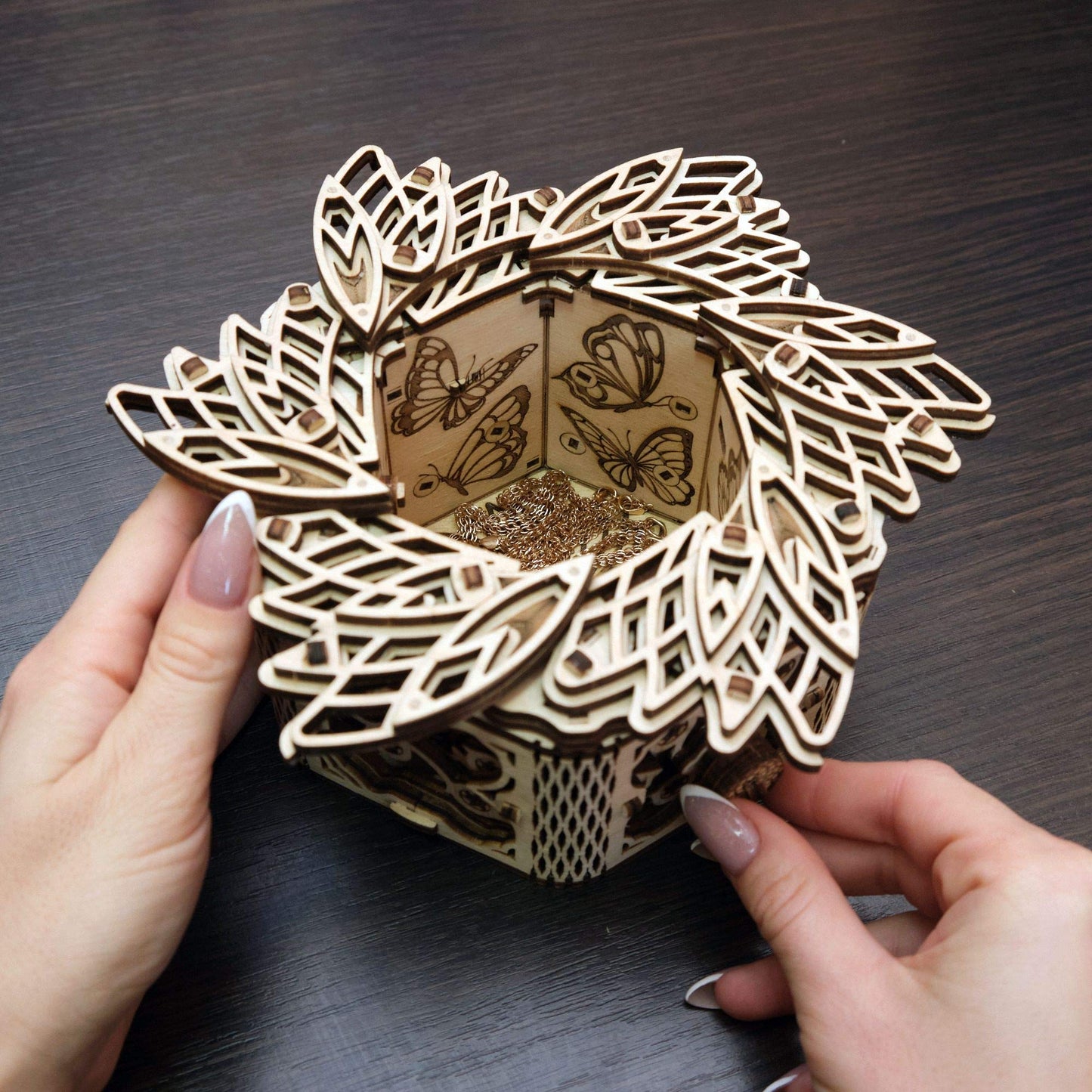 Wood Trick Mystery Flower Für Elise Wooden Music Box Kit - Keepsake & Jewelry Box - 3D Wooden Puzzle for Adults to Build - DIY