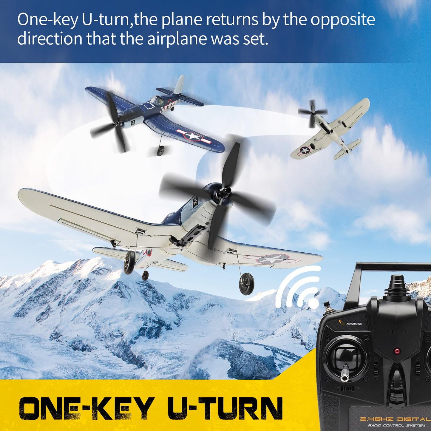 RoofWorld 2023 New Upgrade F4U Corsair RC Plane 4 Channel RTF Remote Controlled Aircraft RC Airplane for Beginners Adult with Xpilot Stabilization System & One Key Aerobatic