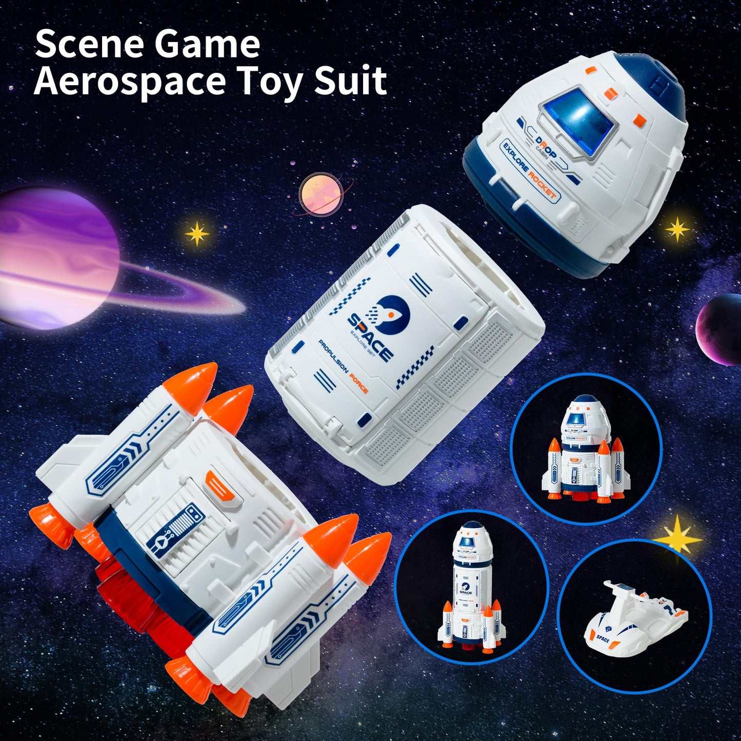 Wbzle Rockets for Kids,Best Toys for 3 Year Old Boys & 6-8 Years Old, Educational Toys for Kids Space Exploration with Rocket Launcher