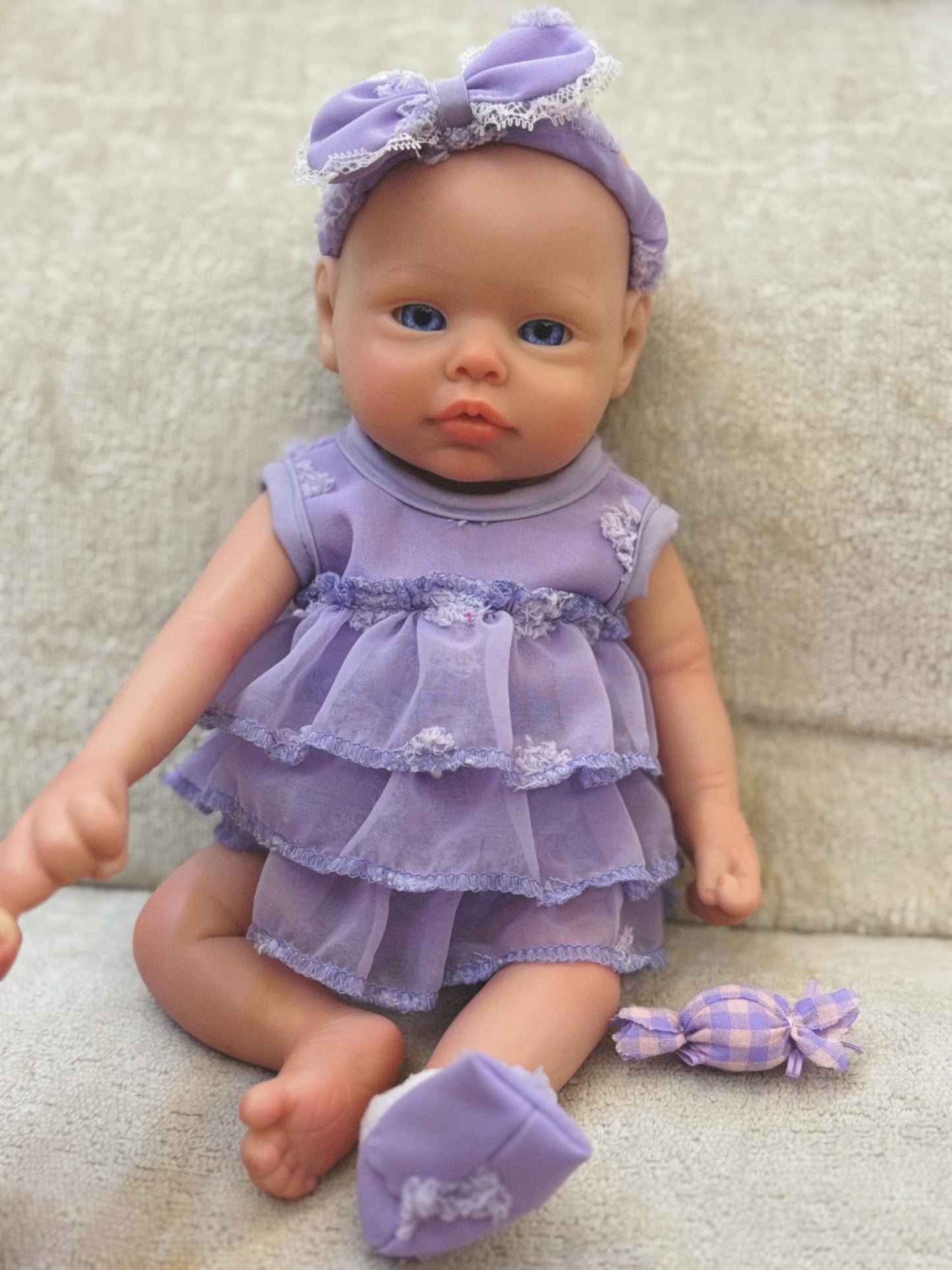 Aniiyy 13 Inch Full Body Silicone Baby Dolls Can Open Mouth Take a Pacifier Realistic Soft Silicone Reborn Baby Doll Birthday Gifts for Kids