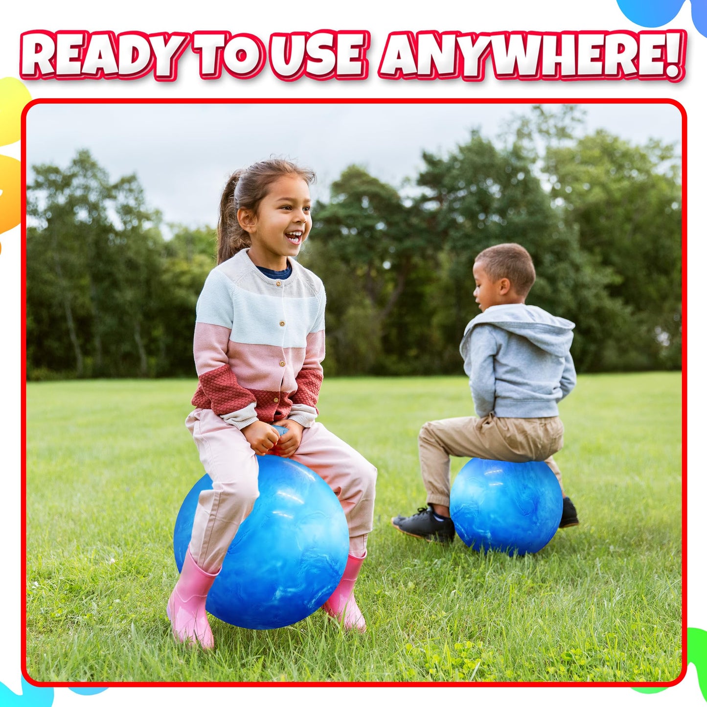 Bedwina Bouncing Ball for Kids – 20 Inch Hopper Ball with Handle and Pump | Fun & Durable Bouncy Toy for Children | Safe Inflatable Hopping Toy for Indoor & Outdoor Play, Exercise & Active Fun