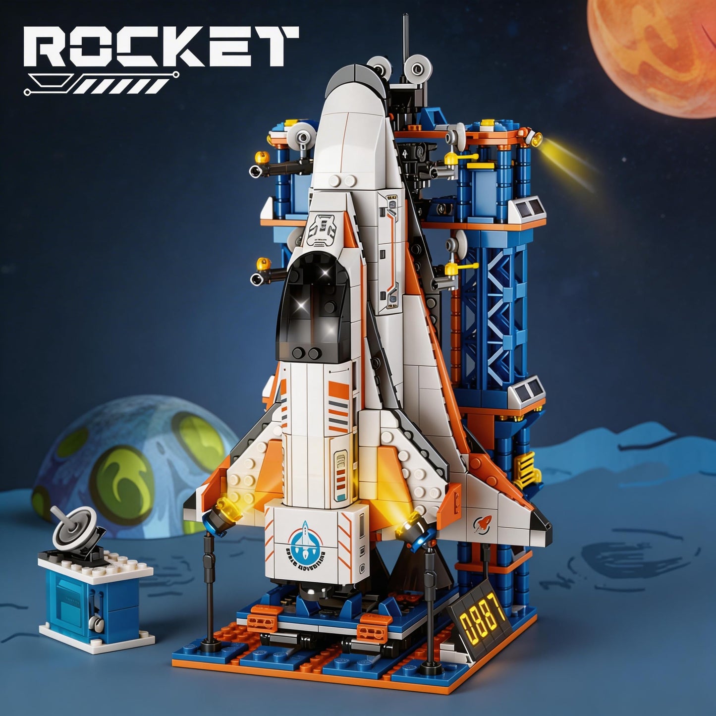 kececo Space Exploration Shuttle, Building Block Toy, Children's Intellectual Science Education Model, Suitable for Halloween, 1068 pcs