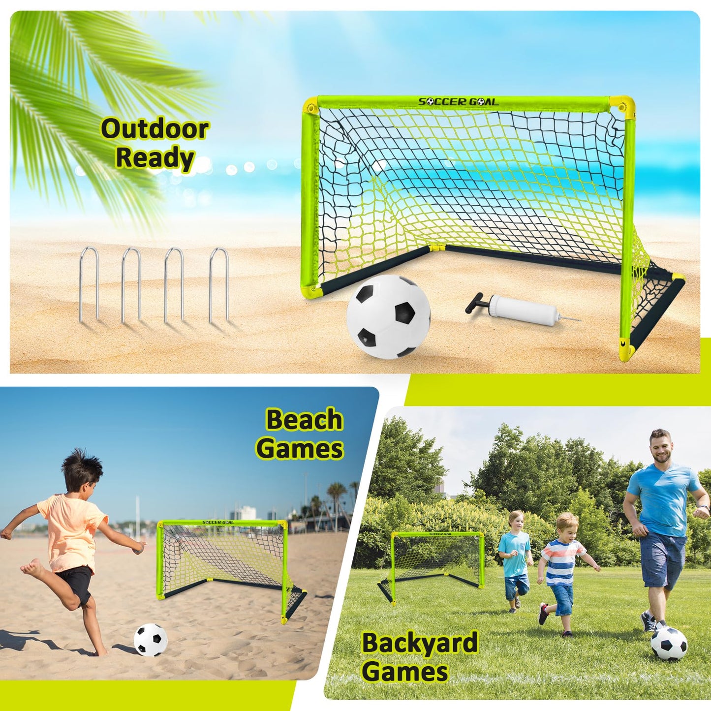 Eastgoing Portable Soccer Goal Set- Backyard Indoor Outdoor Mini Soccer Net with Net, Ball, and Pump.Youth Soccer Goal Sets