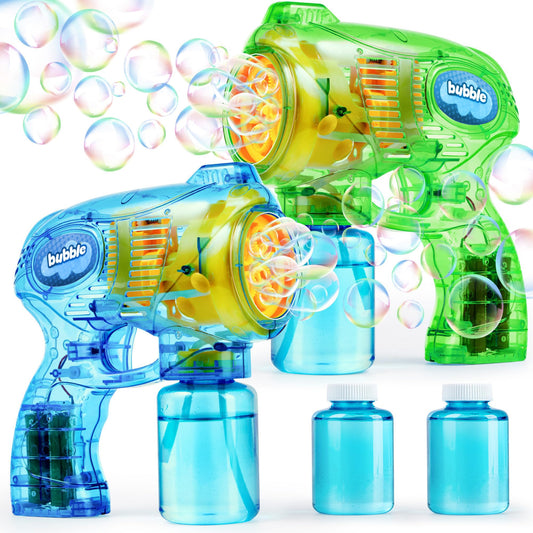 JOYIN 2 Bubble Guns Blaster Kit with 2 Solution for Kids, Automatic Bubble Maker Blower Machine for Party Favors, Birthday, Outdoor & Indoor Activity, Summer Toy
