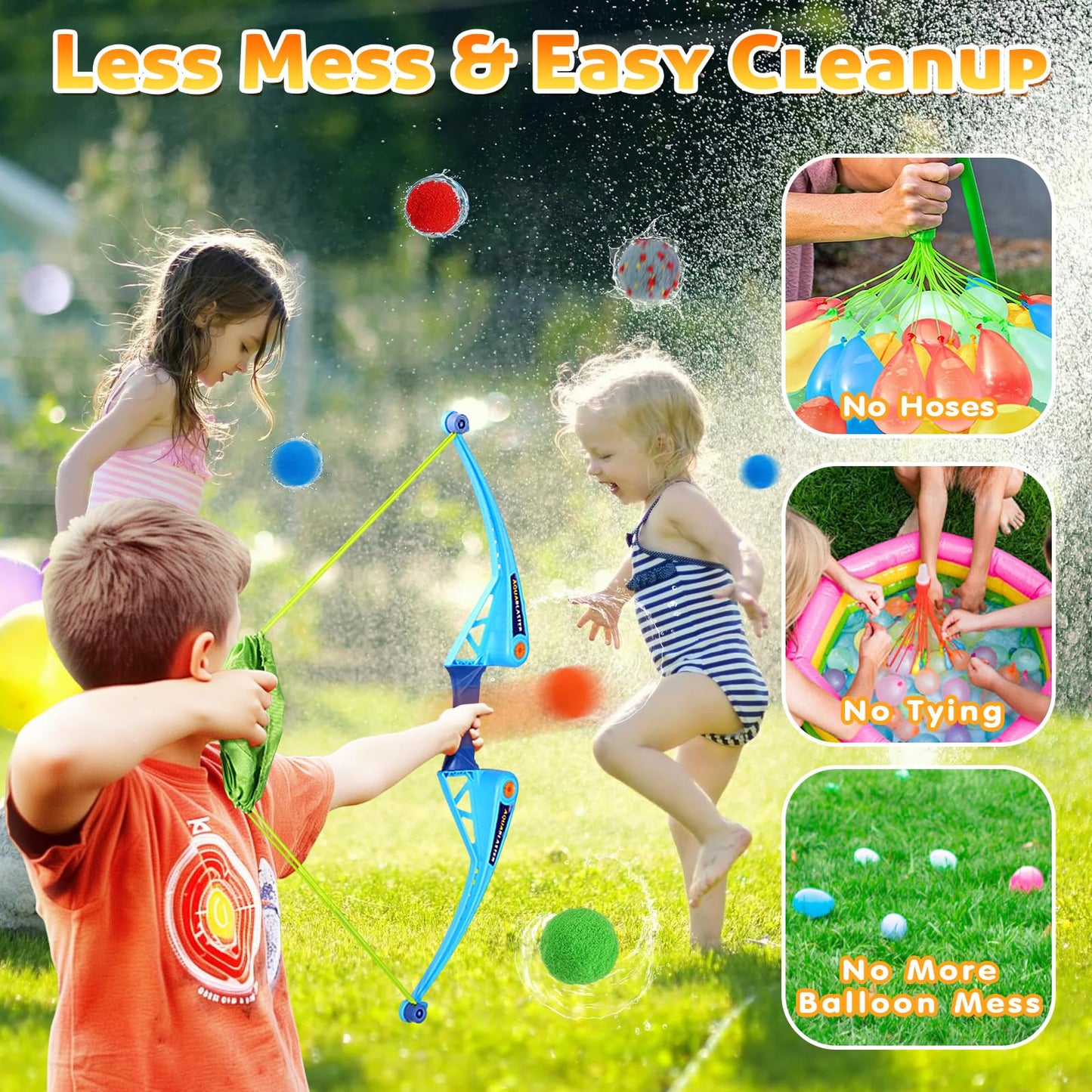 AOSPHYS 10Pcs Reusable Water Balloons with Bow and Arrow for Kids, Pool Beach Water Fight Equipment for Boys and Girls, Outdoor Summer Toys for Kids Ages 3-12
