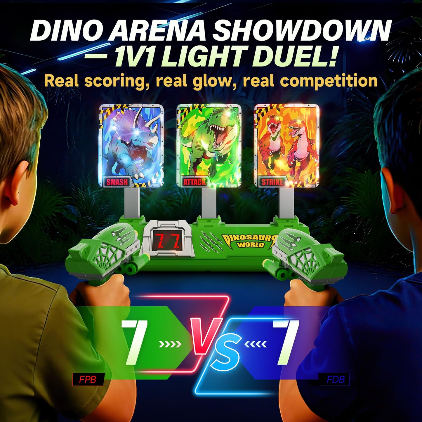 Toys for Boys Age 3-12, 3 Dinosaur-Themed & 3 Dino Flashing Lights & Dino Claw Launcher, Kid Toys, Fun Auto Reset Electronic Scoring Game with Sounds,3 4 5 6 7 8 9 10 11 12 Year Old Boy Birthday Gifts