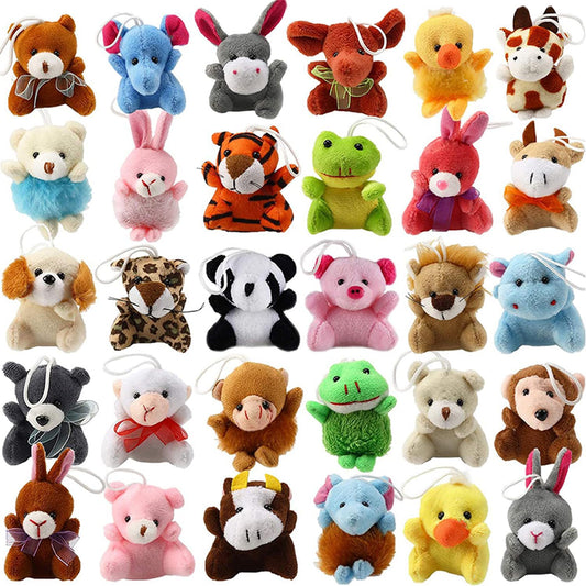 LMAZEPMQ Mini Plush Animal Toy Set,Cute Animals Keychain Decoration for Kids,Goodie Bag Fillers, Basket Stuffers, School Prizes, Valentine's Day Party Supplies (12pcs)