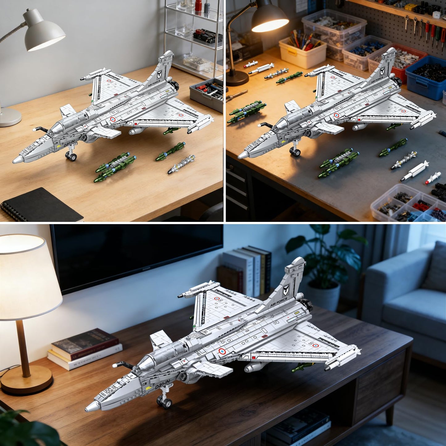 Reobrix Fighter Jet Building Set for Adults, Rafale Fighter Model Kit 33035,Collectible Military Airplane Model, Cool Aircraft Building Block for Home Decor, Ideal Gift for Military Fans and Adults