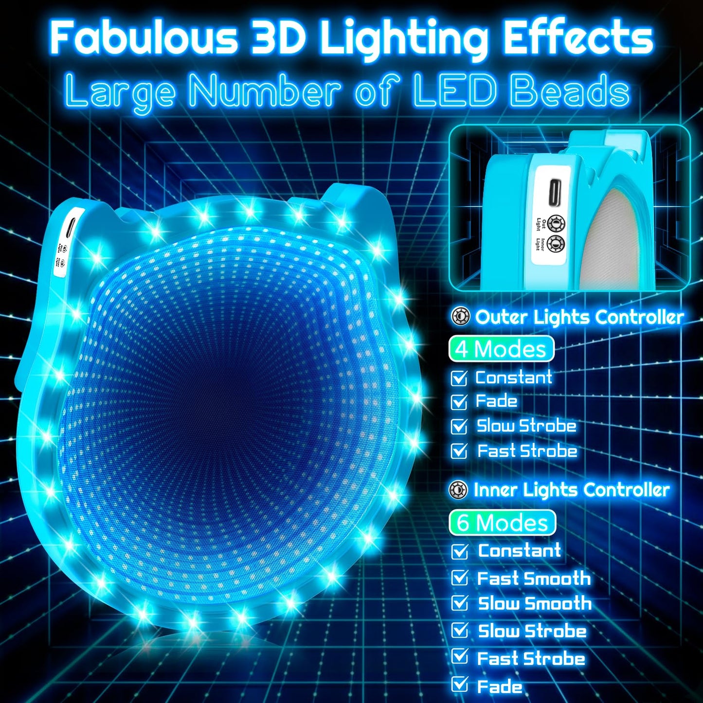 Elecdemic 3D LED Light Up Toss Catch Ball Game Set Outdoor Toys Baseball Tennis Gifts Camping Party Glow in the Dark Throw Paddle Age 3 4 5 6 7 8 9 10 11 12 Year Old Boy Girl Kid Adult Family Birthday