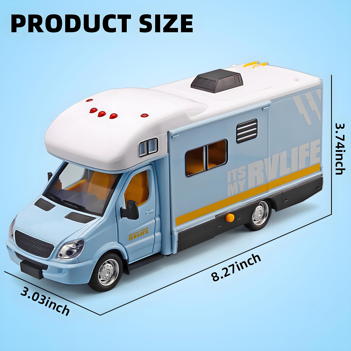 NOVAFUSION Toy Campers for Kids Toy RV,Die Cast Metal Toy Camper for 3 4 5 6 7 8 9 Year Old Kids, Pull Back RV Toy with Light and Sound,Camper Van Gifts for Kids, Trucks for Kids Ages 4-8（Blue）