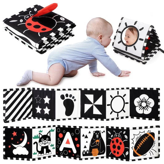 URMYWO Black and White Baby Toy, Tummy Time High Contrast Newborn Toys 0-3 Months, Soft Baby Book, Visual Stimulation Montessori Sensory Infant Toys 0-6-12 Months, Boy Girl Shower Gift